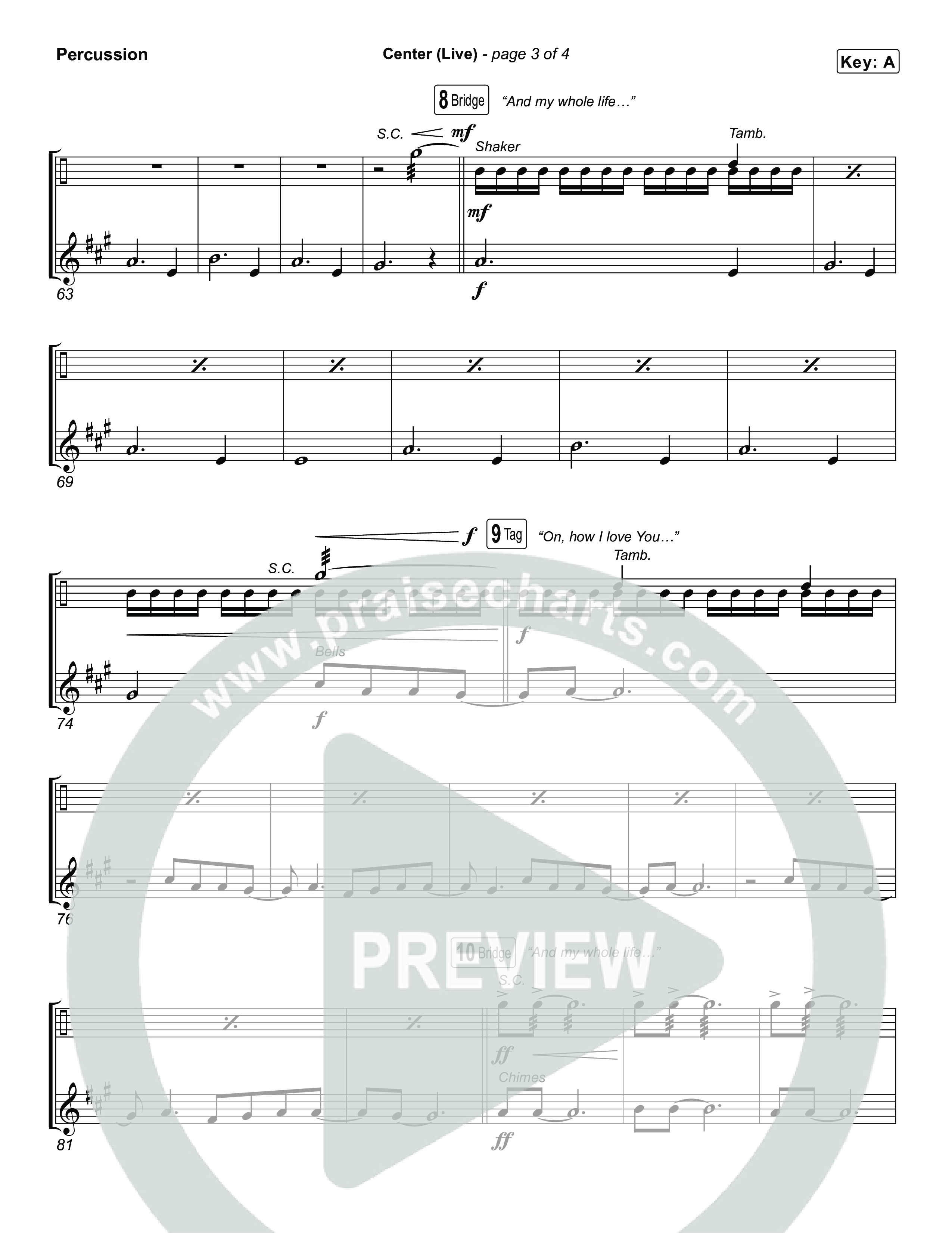 Center (Choral Anthem SATB) Percussion (Bethel Music / Abbie Gamboa / Arr. Luke Gambill)