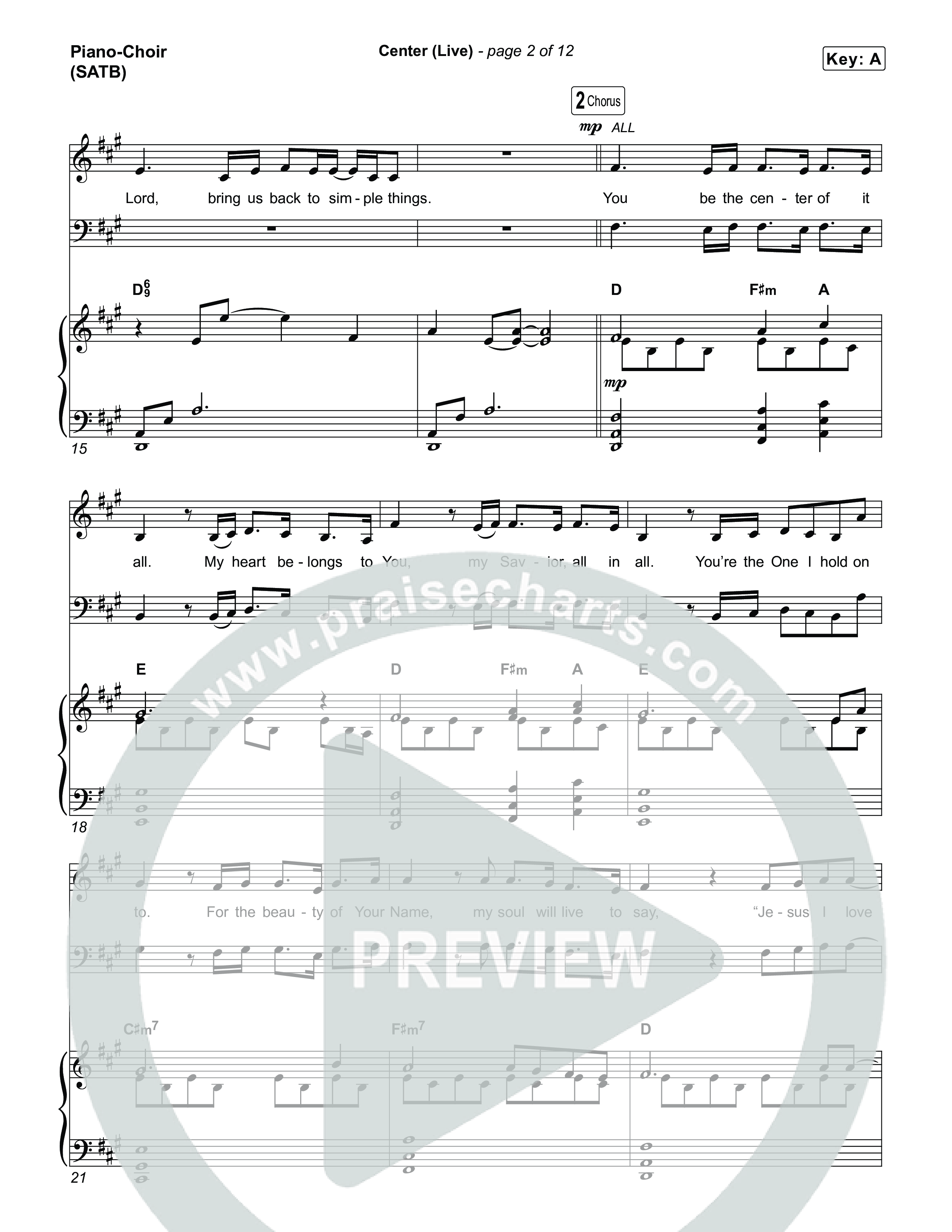 Center (Choral Anthem SATB) Piano/Vocal (SATB) (Bethel Music / Abbie Gamboa / Arr. Luke Gambill)