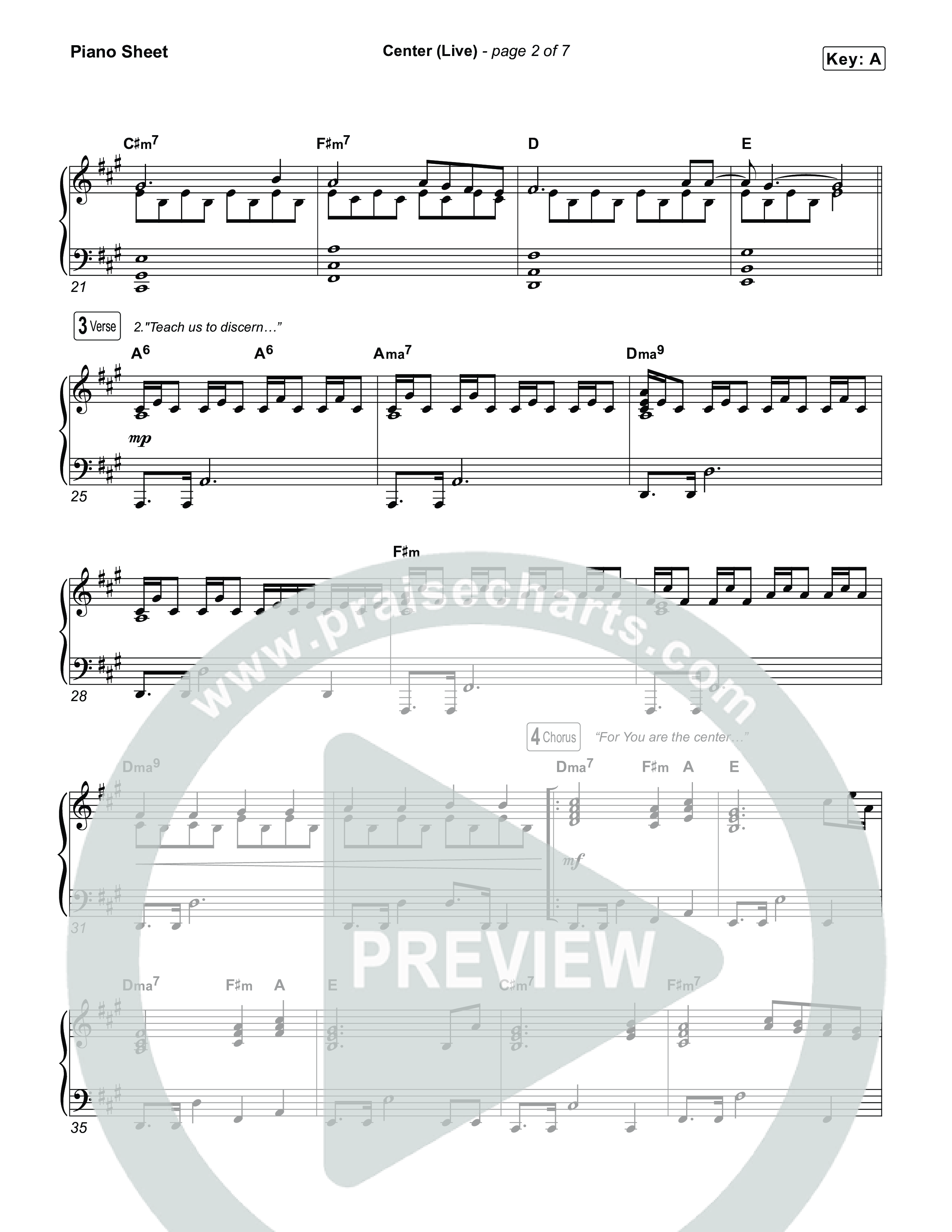 Center (Choral Anthem SATB) Piano Sheet (Bethel Music / Abbie Gamboa / Arr. Luke Gambill)