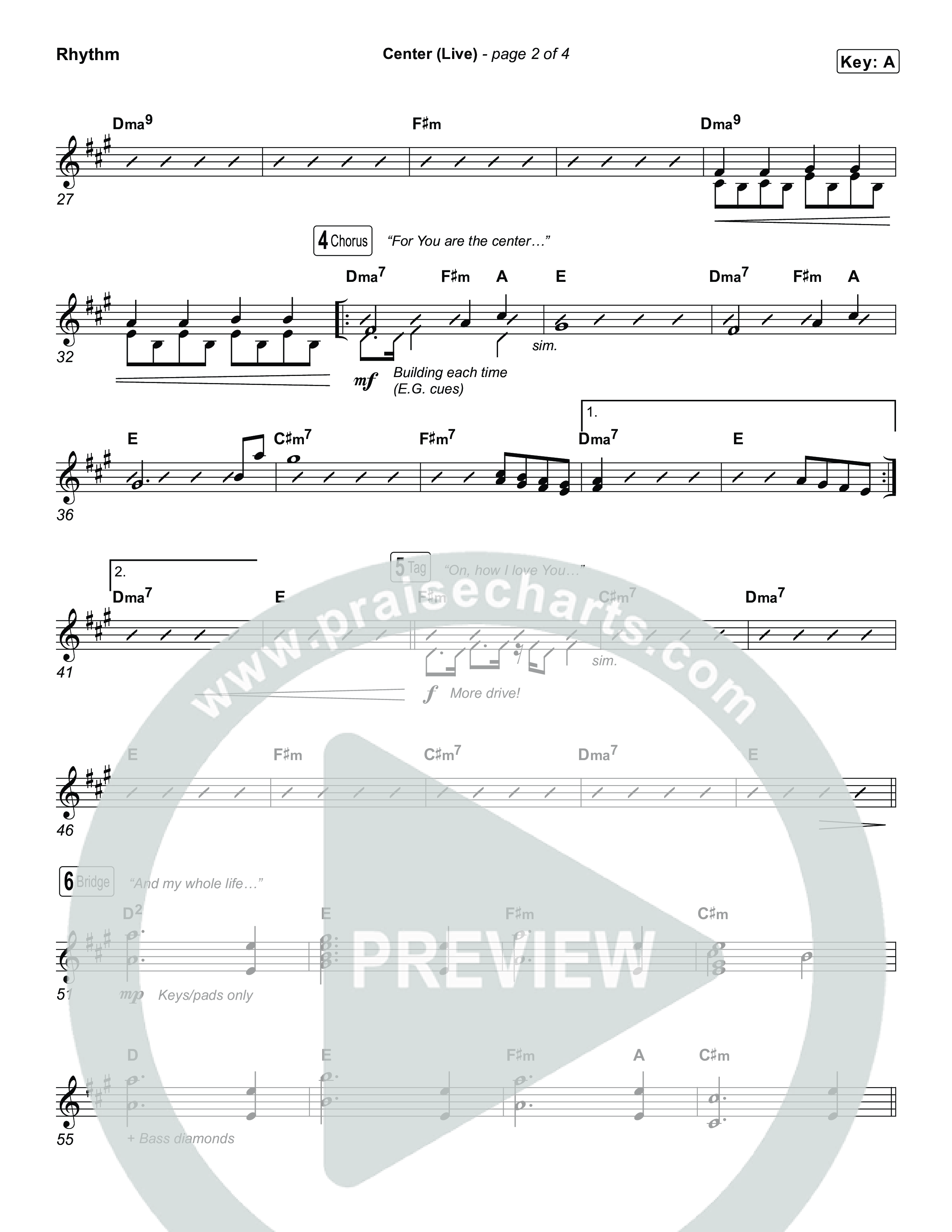 Center (Choral Anthem SATB) Rhythm Chart (Bethel Music / Abbie Gamboa / Arr. Luke Gambill)