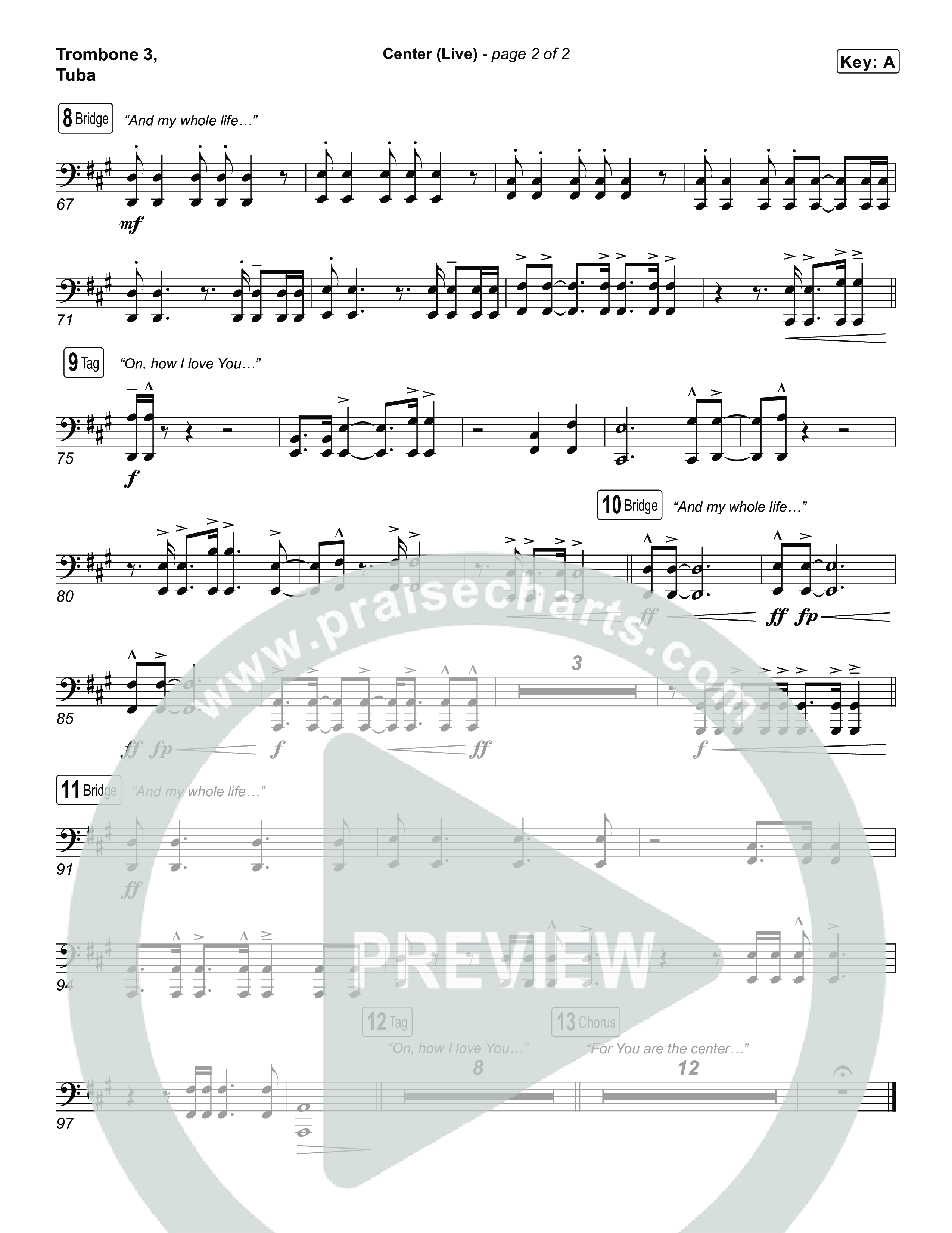 Center (Choral Anthem SATB) Trombone 3/Tuba (Bethel Music / Abbie Gamboa / Arr. Luke Gambill)