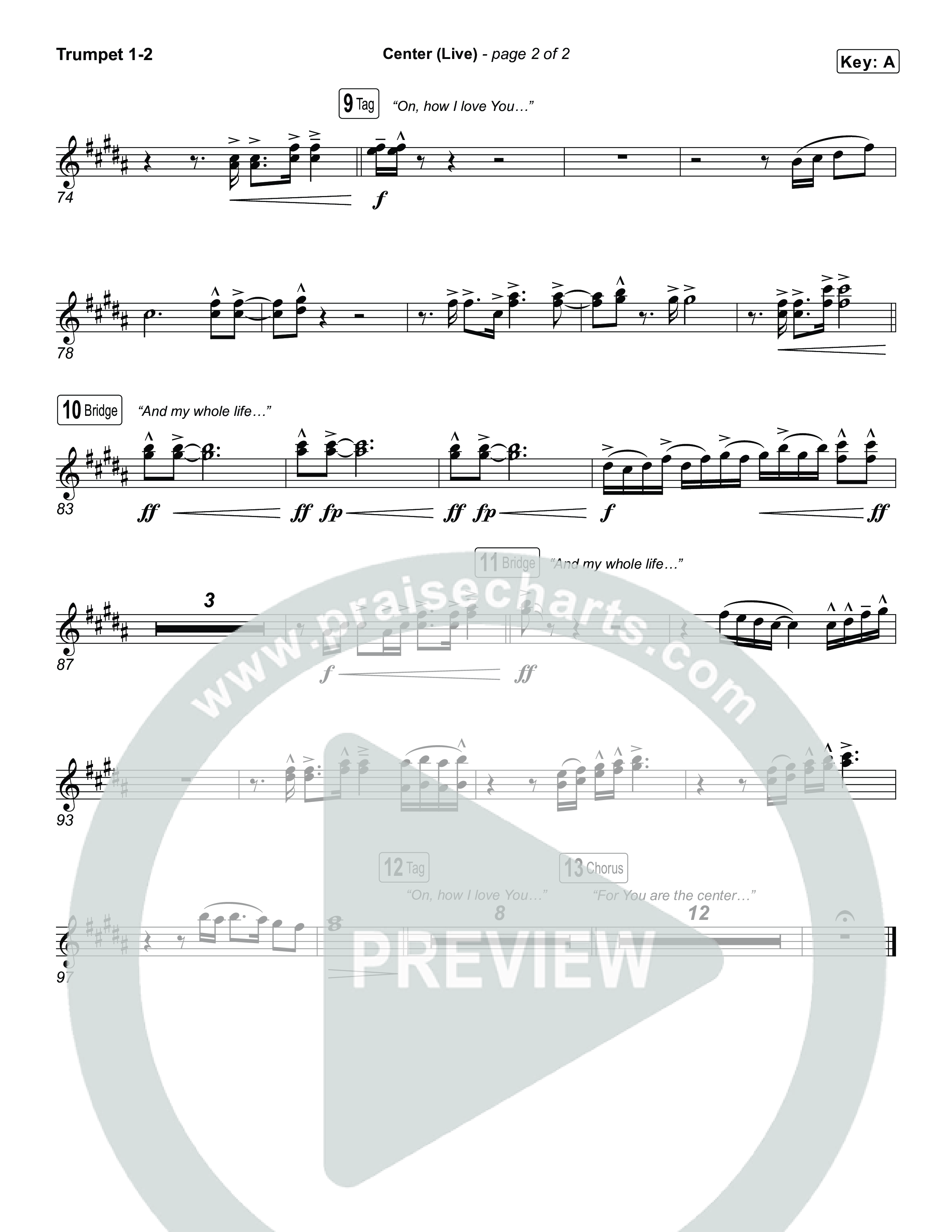 Center (Choral Anthem SATB) Trumpet 1,2 (Bethel Music / Abbie Gamboa / Arr. Luke Gambill)
