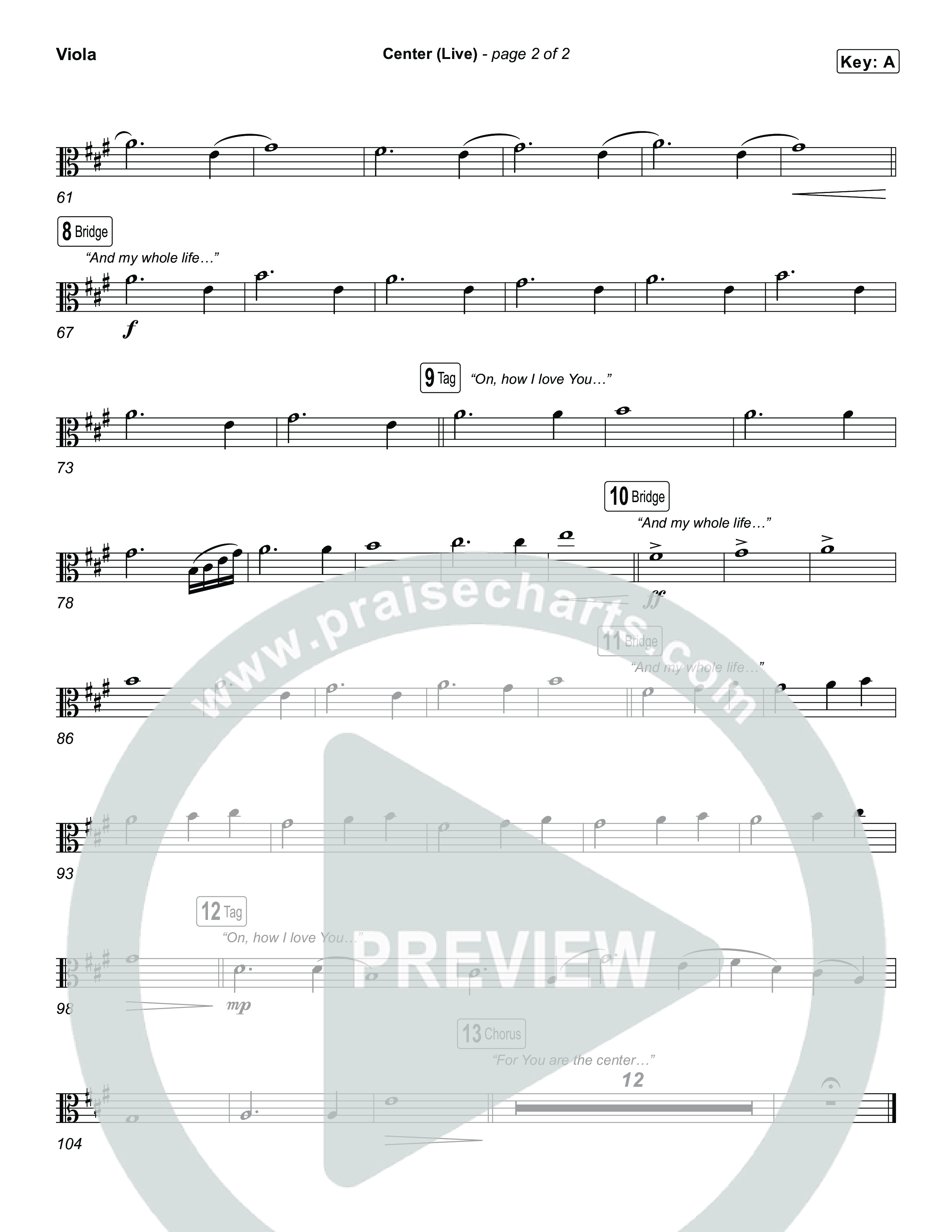Center (Choral Anthem SATB) Viola (Bethel Music / Abbie Gamboa / Arr. Luke Gambill)