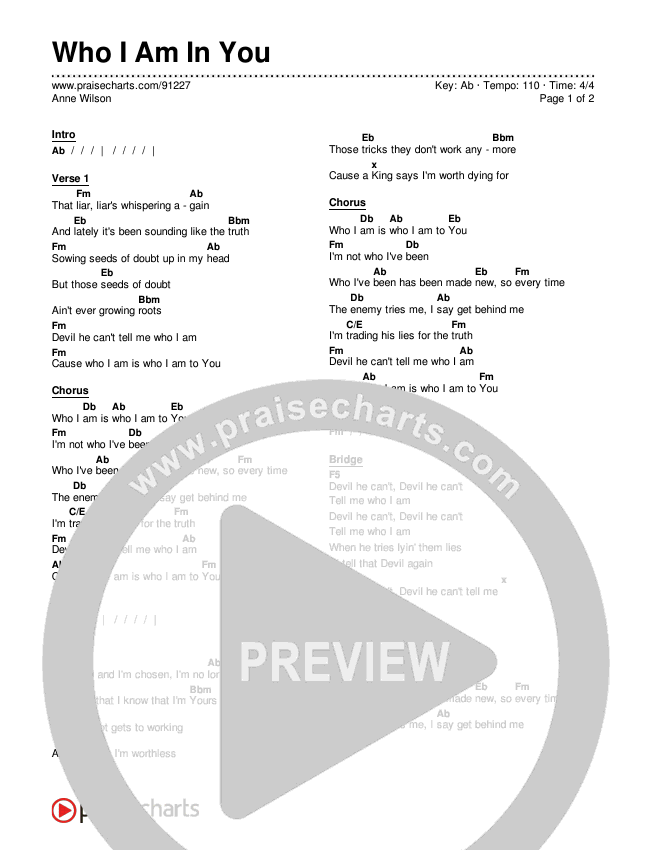 Who I Am In You Chords & Lyrics (Anne Wilson)