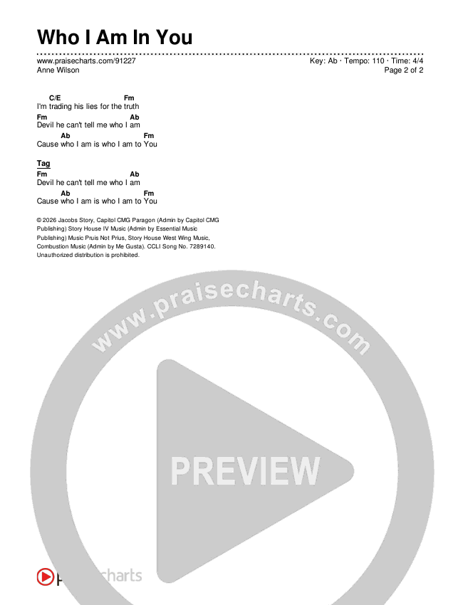 Who I Am In You Chords & Lyrics (Anne Wilson)