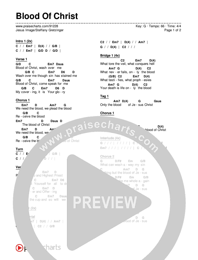 Blood Of Christ Chords & Lyrics (Jesus Image / Steffany Gretzinger)