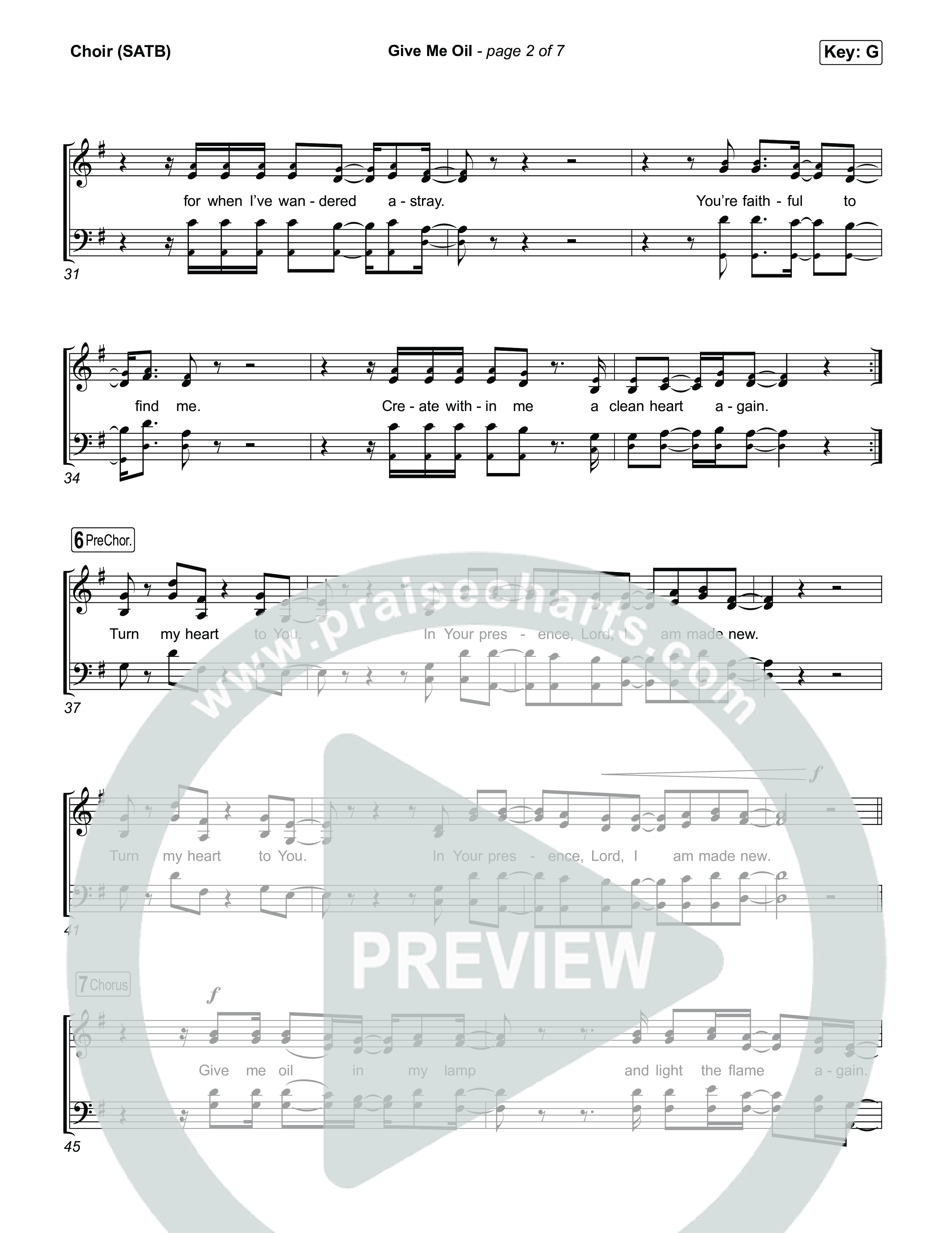 Give Me Oil Choir Sheet (SATB) (Jesus Image)