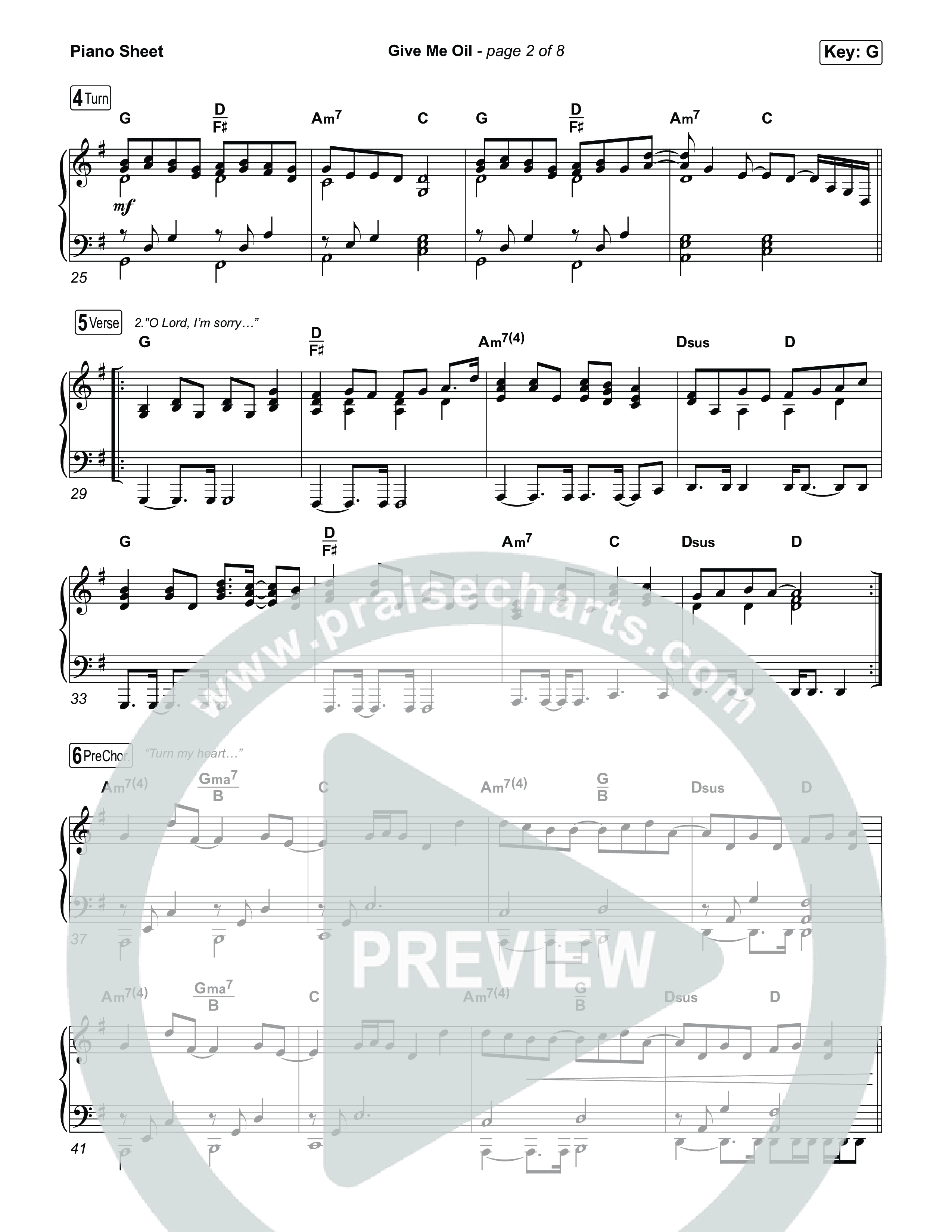 Give Me Oil Piano Sheet (Jesus Image)