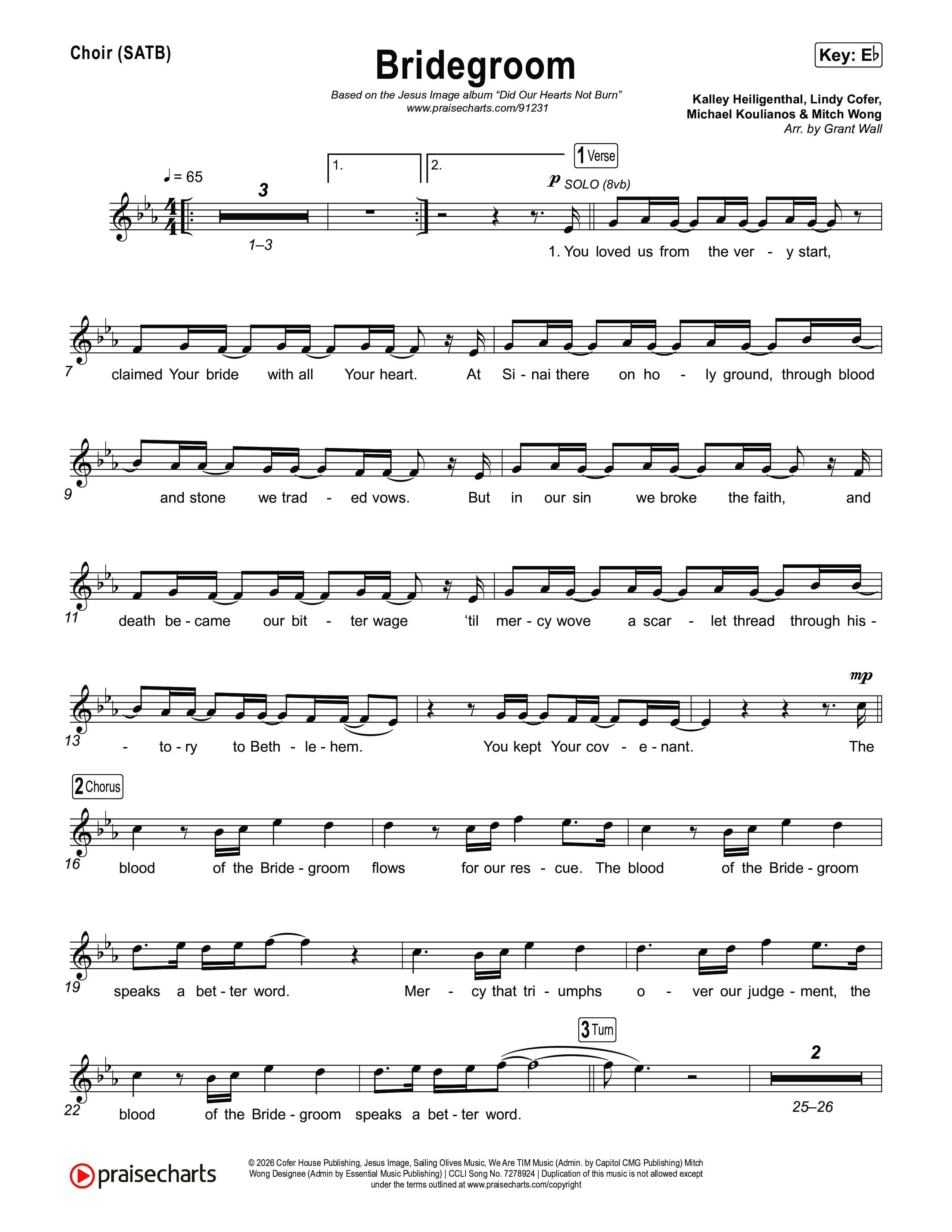 Bridegroom Choir Sheet (SATB) (Jesus Image)
