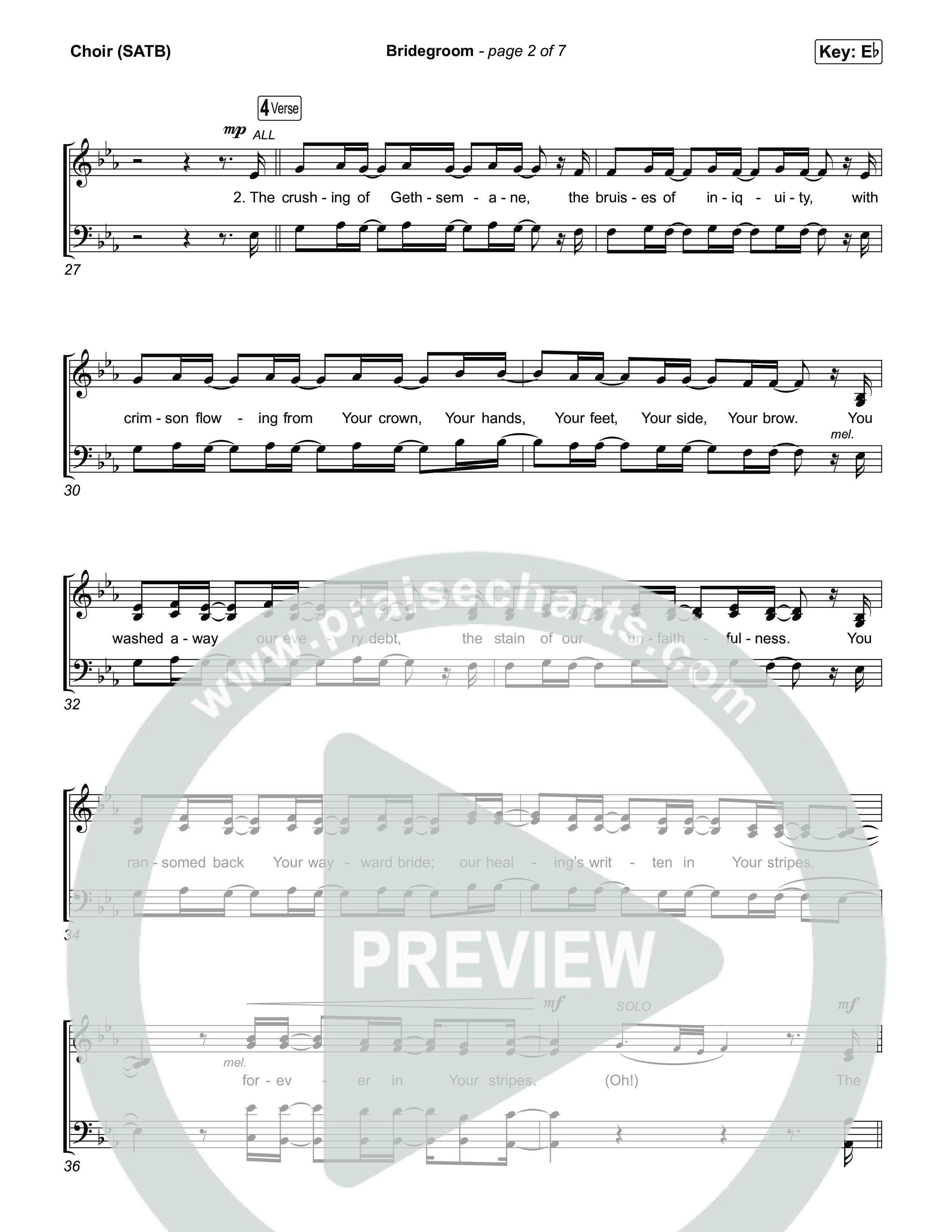 Bridegroom Choir Sheet (SATB) (Jesus Image)