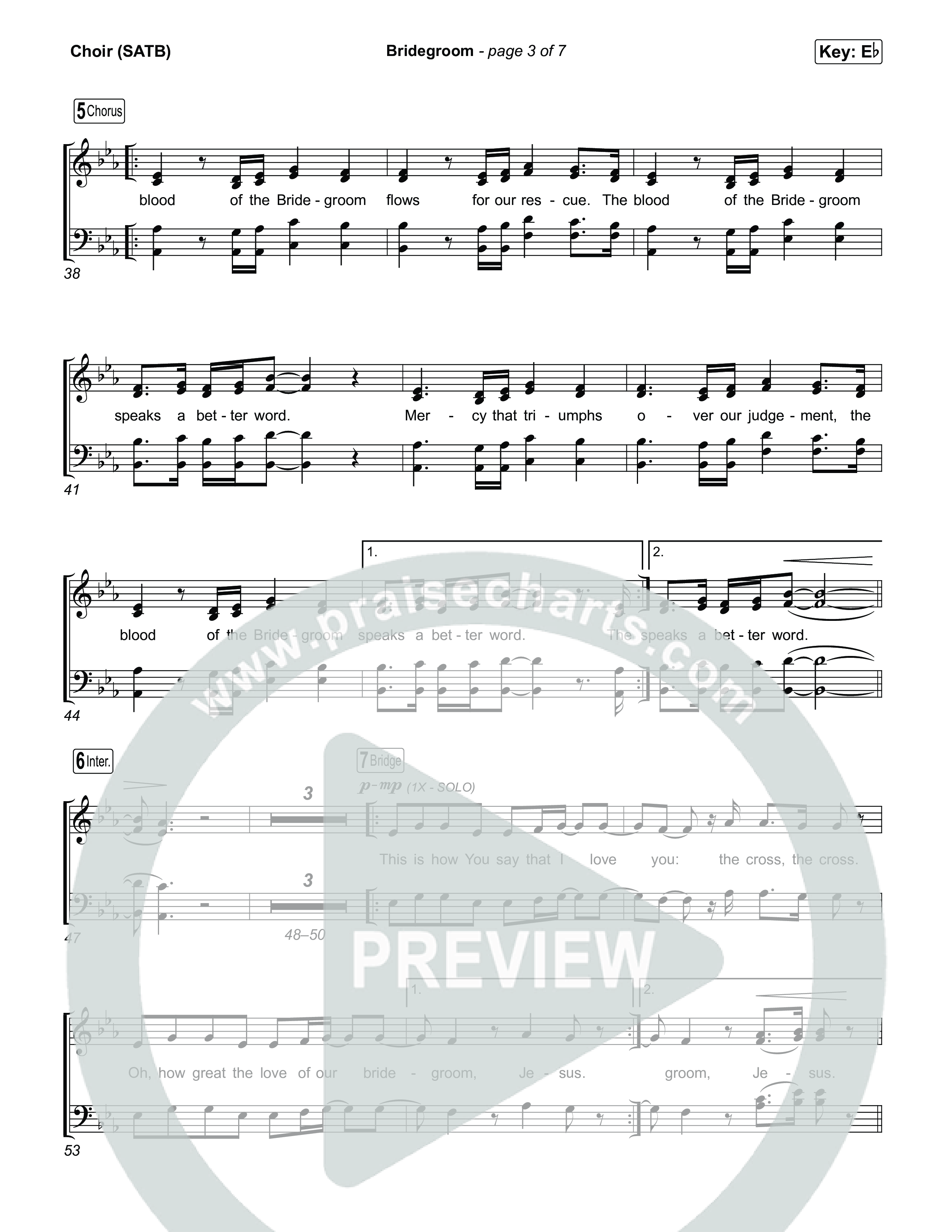 Bridegroom Choir Sheet (SATB) (Jesus Image)