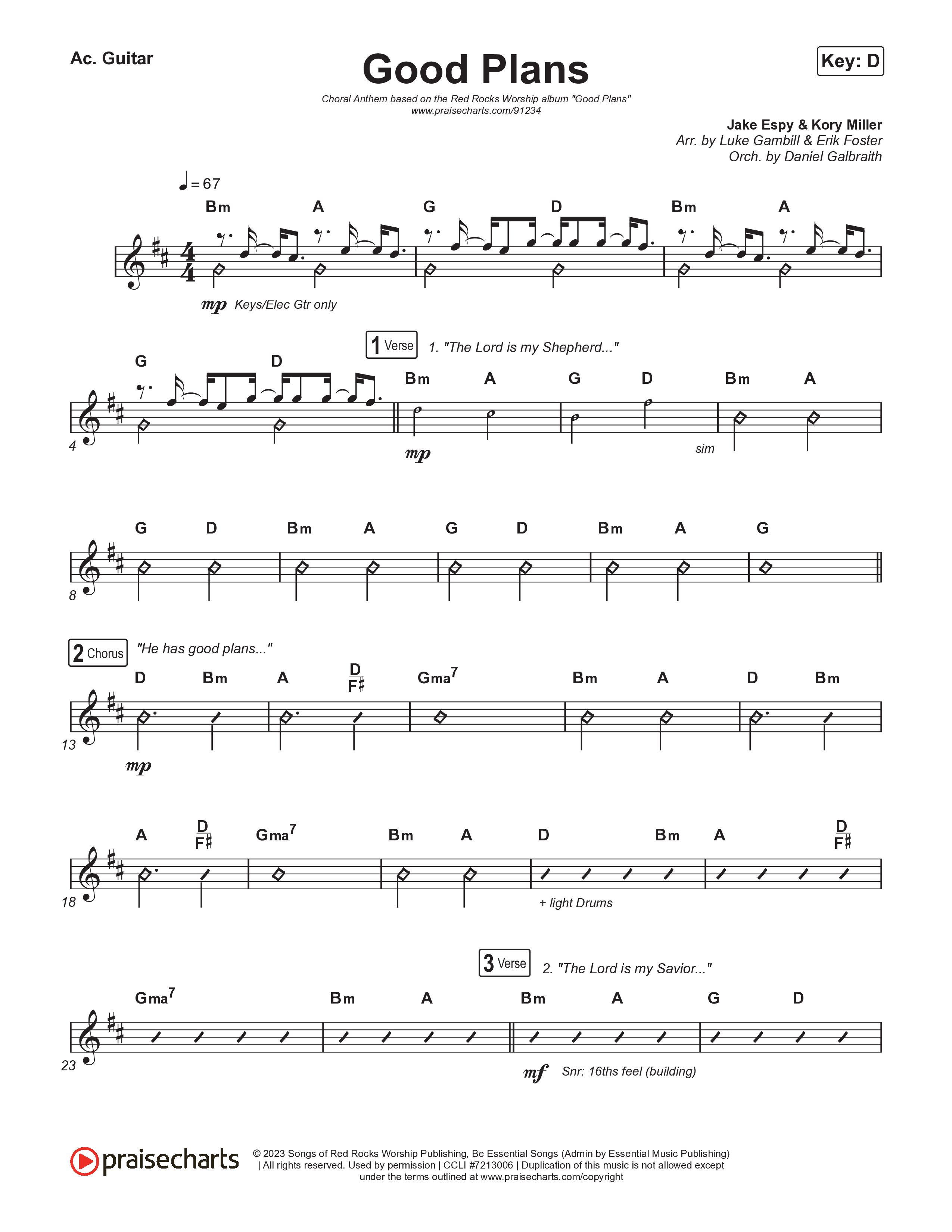 Good Plans (Choral Anthem SATB) Acoustic Guitar (Red Rocks Worship / Arr. Luke Gambill)