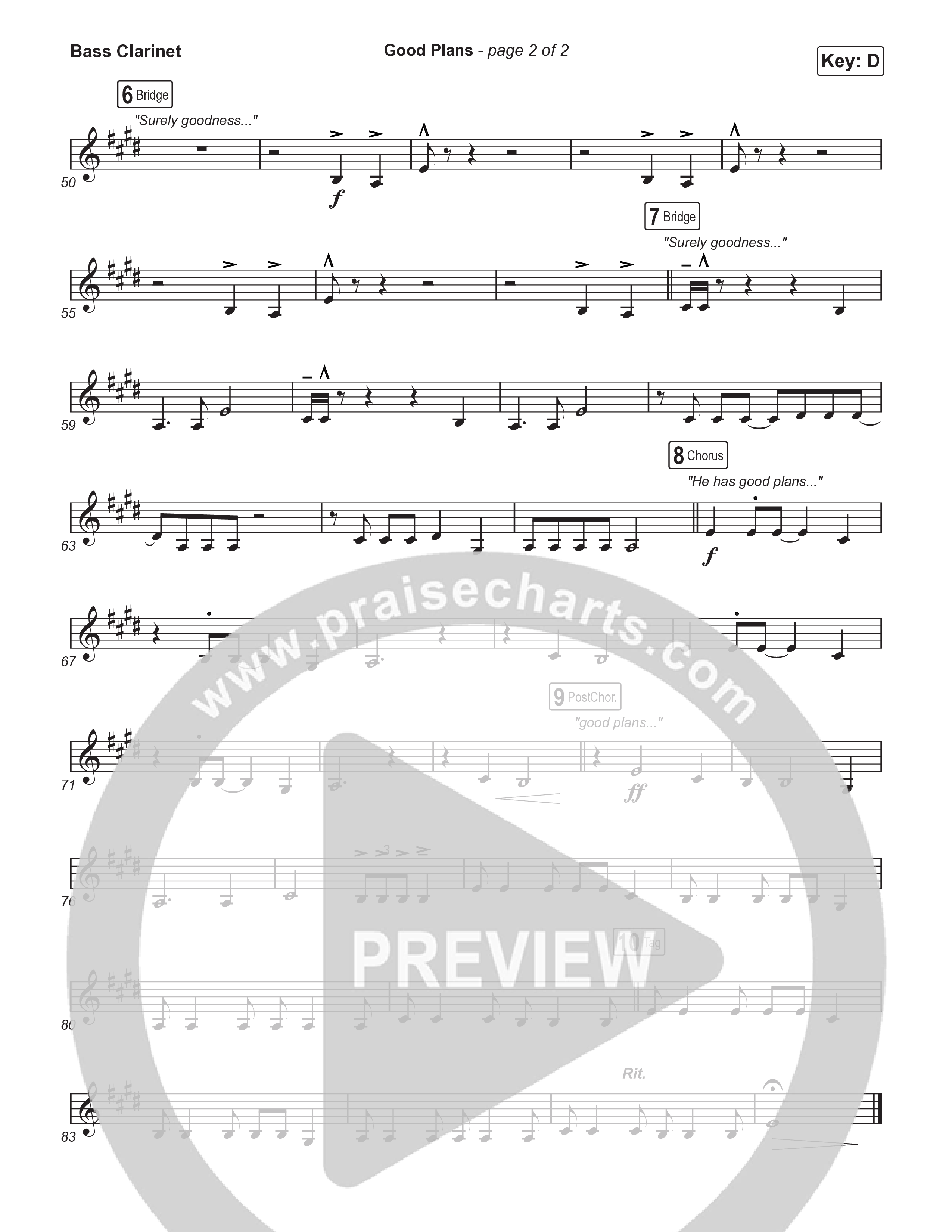 Good Plans (Choral Anthem SATB) Bass Clarinet (Red Rocks Worship / Arr. Luke Gambill)