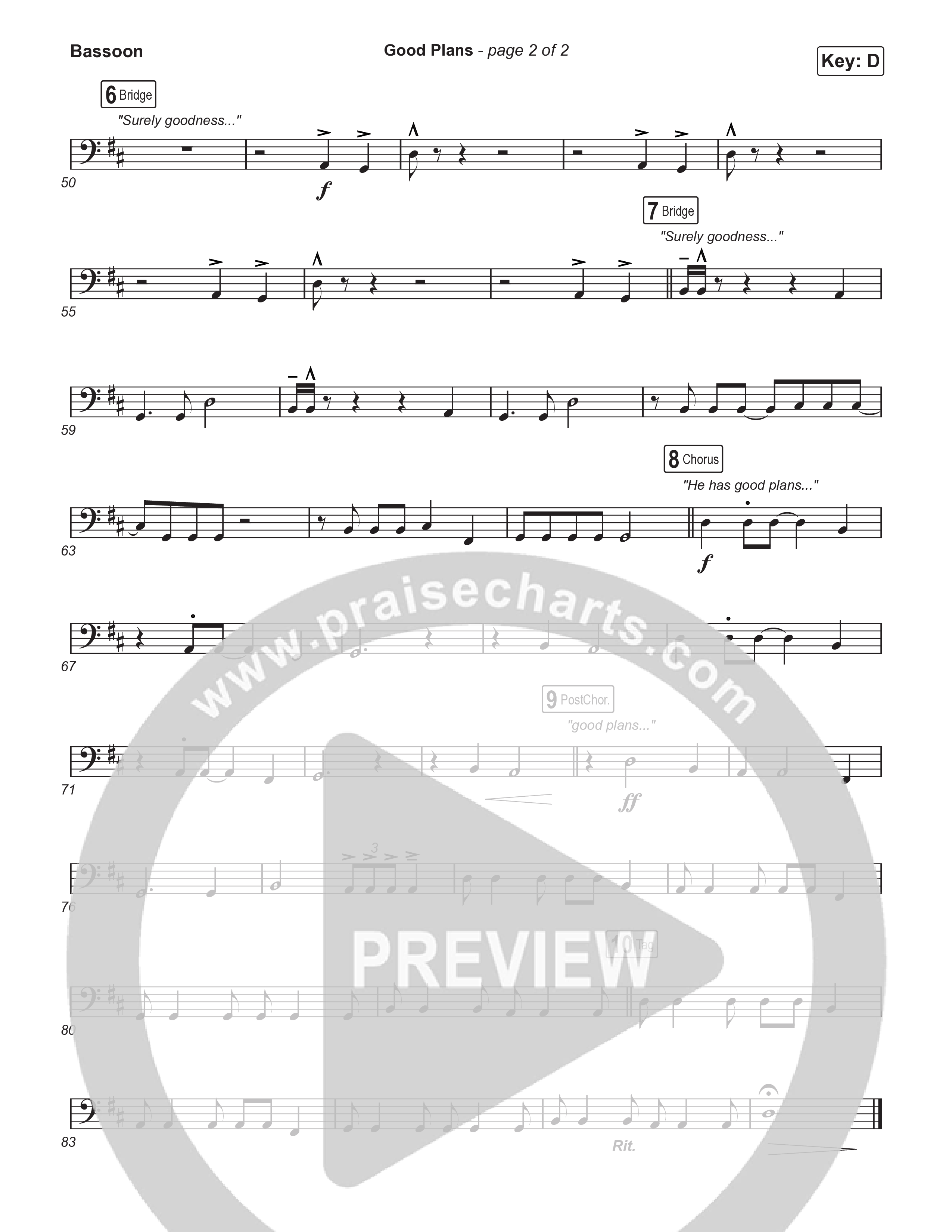 Good Plans (Choral Anthem SATB) Bassoon (Red Rocks Worship / Arr. Luke Gambill)