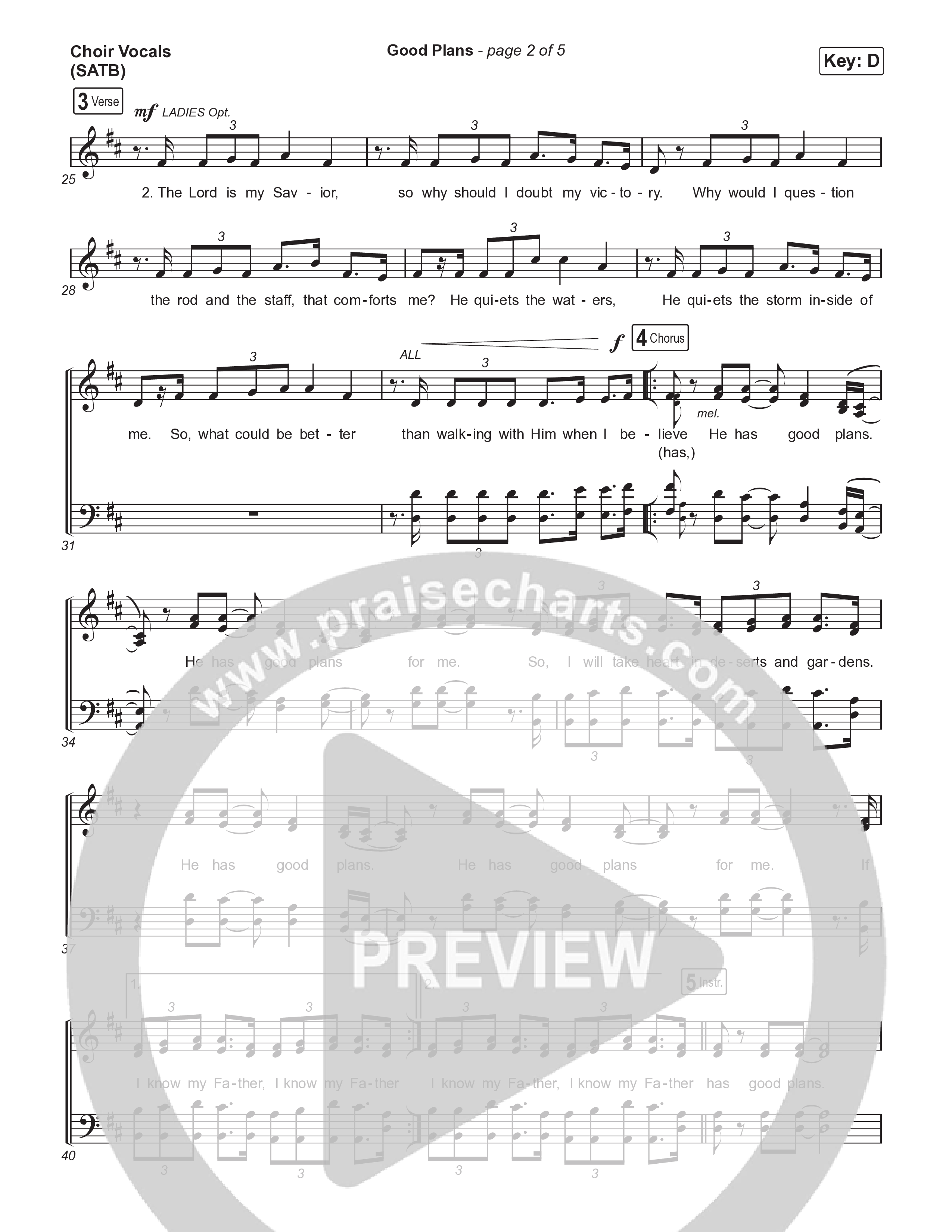 Good Plans (Choral Anthem SATB) Choir Sheet (SATB) (Red Rocks Worship / Arr. Luke Gambill)