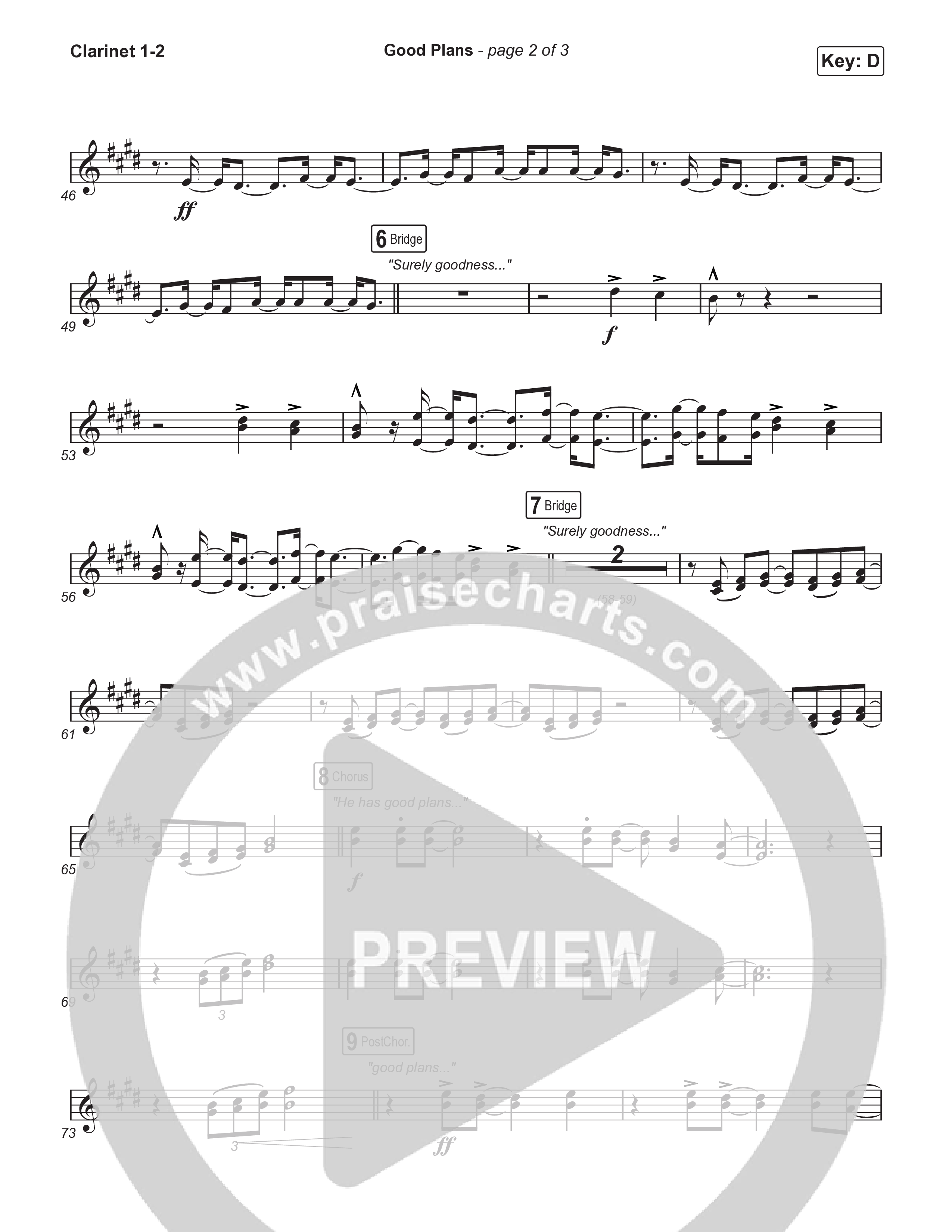 Good Plans (Choral Anthem SATB) Clarinet 1,2 (Red Rocks Worship / Arr. Luke Gambill)