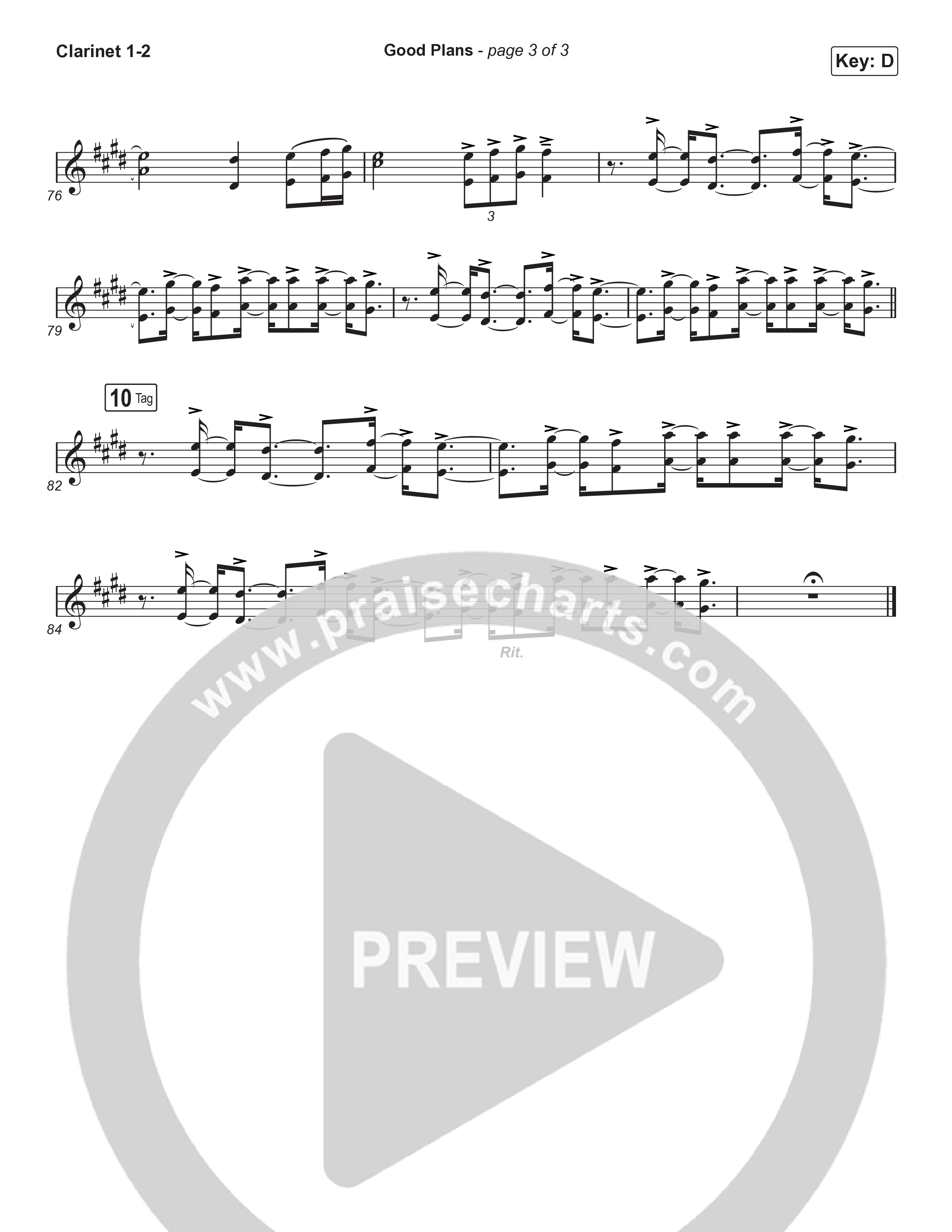 Good Plans (Choral Anthem SATB) Clarinet 1,2 (Red Rocks Worship / Arr. Luke Gambill)