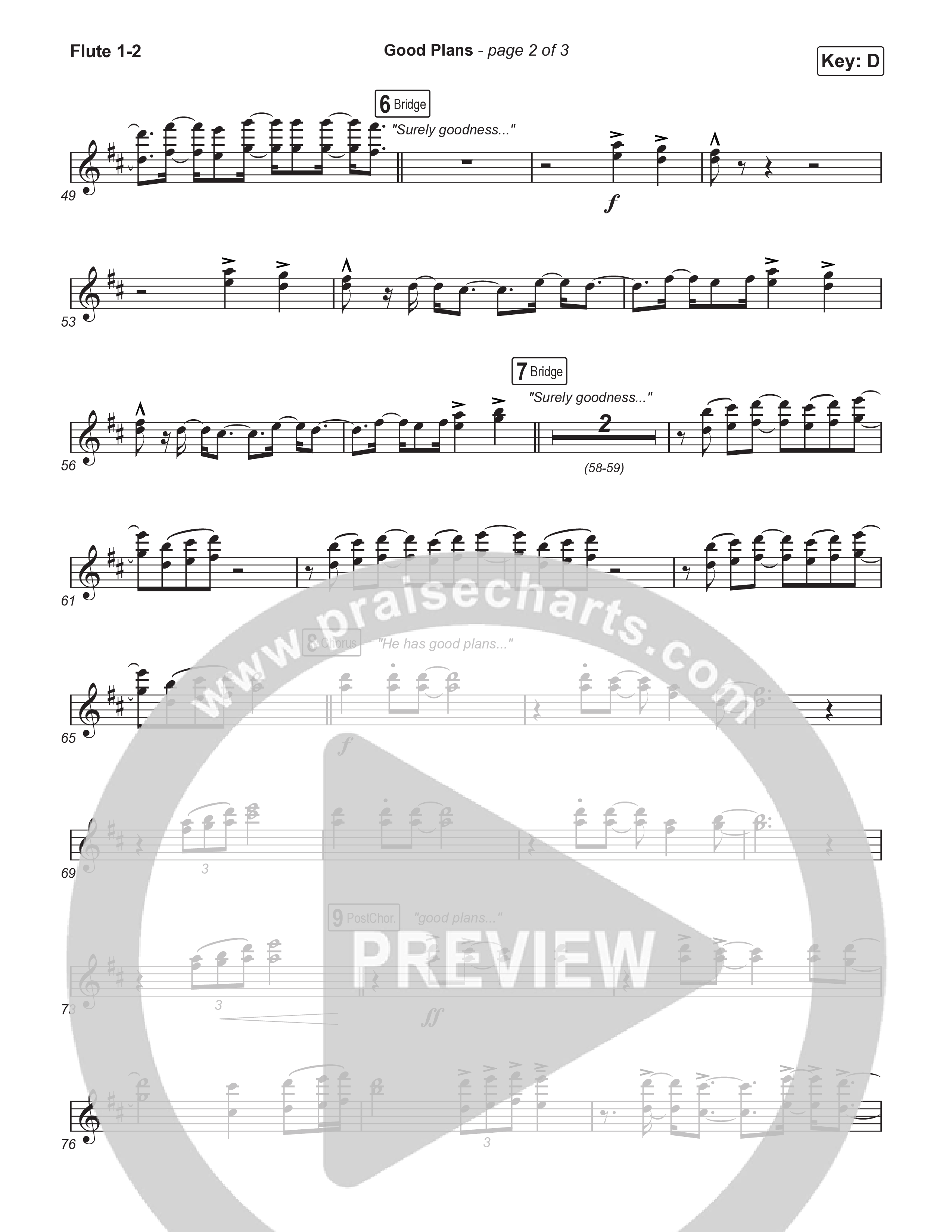 Good Plans (Choral Anthem SATB) Flute 1,2 (Red Rocks Worship / Arr. Luke Gambill)