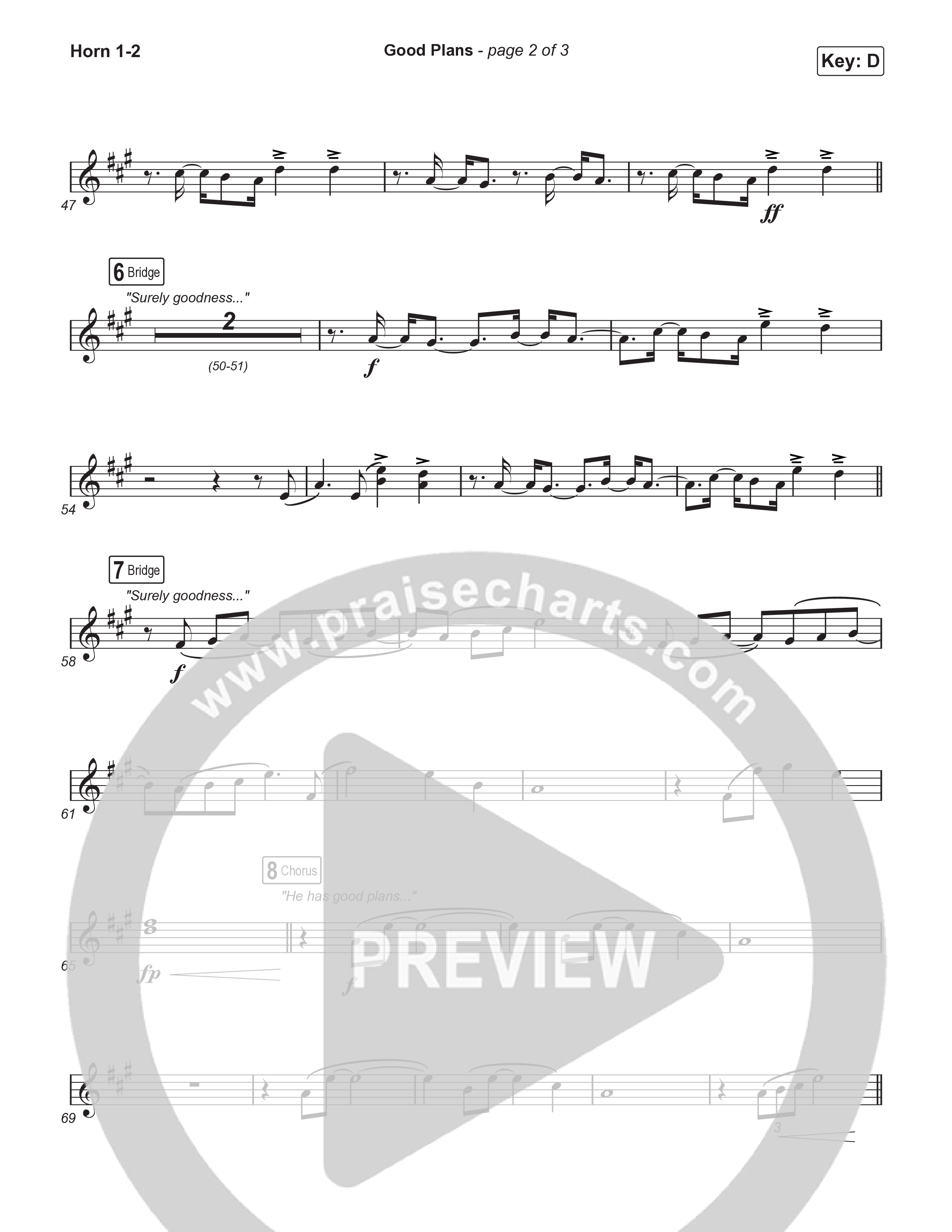 Good Plans (Choral Anthem SATB) French Horn 1,2 (Red Rocks Worship / Arr. Luke Gambill)