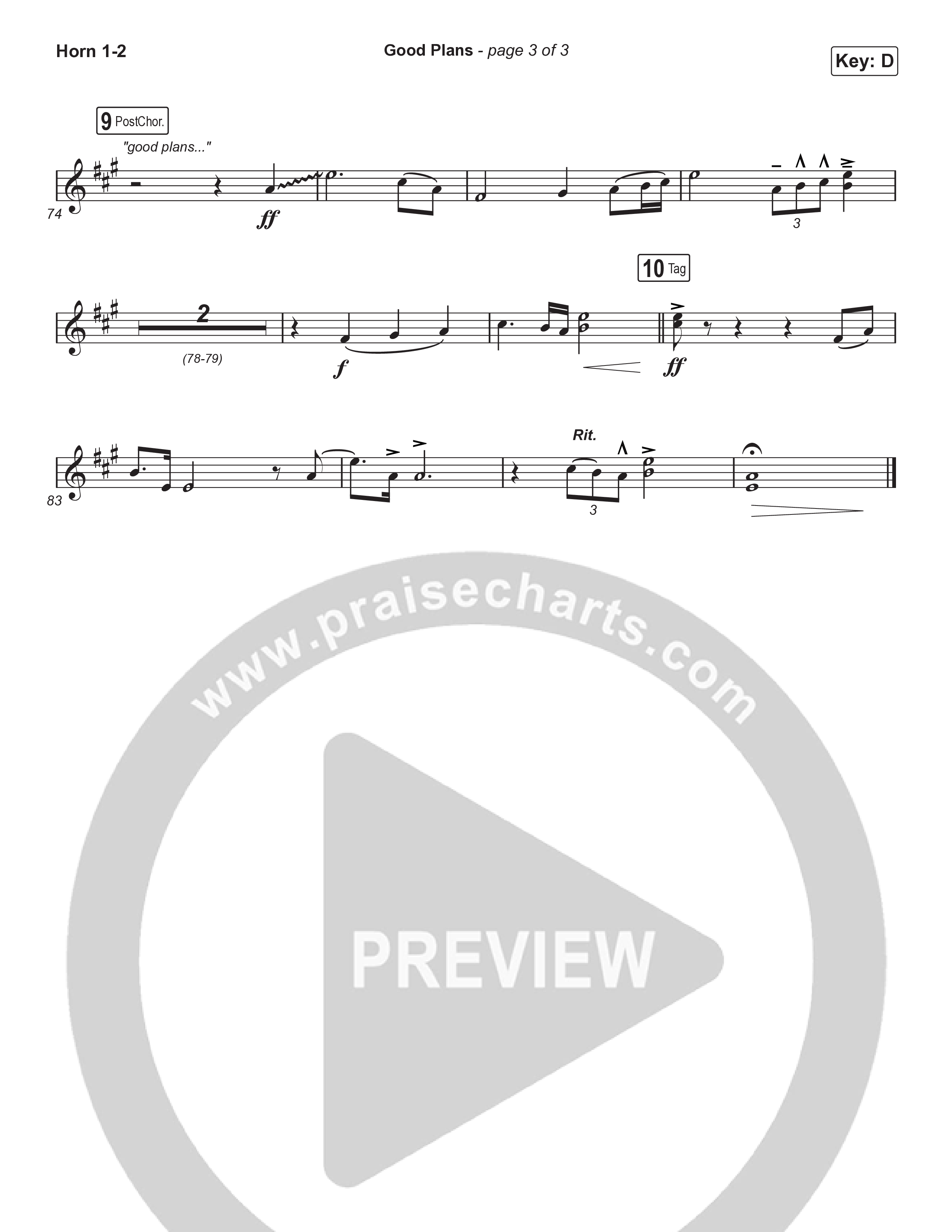 Good Plans (Choral Anthem SATB) French Horn 1,2 (Red Rocks Worship / Arr. Luke Gambill)