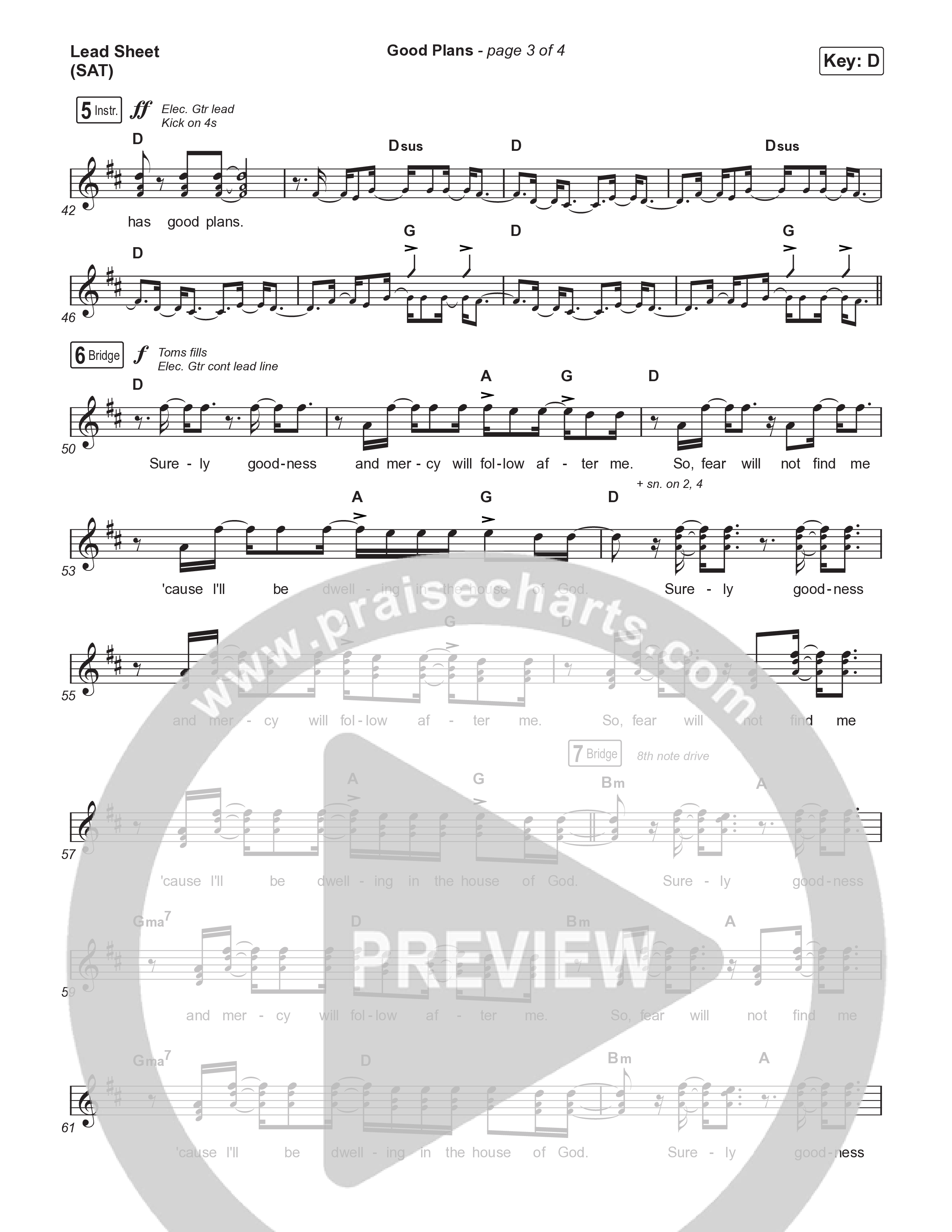Good Plans (Choral Anthem SATB) Lead Sheet (SAT) (Red Rocks Worship / Arr. Luke Gambill)