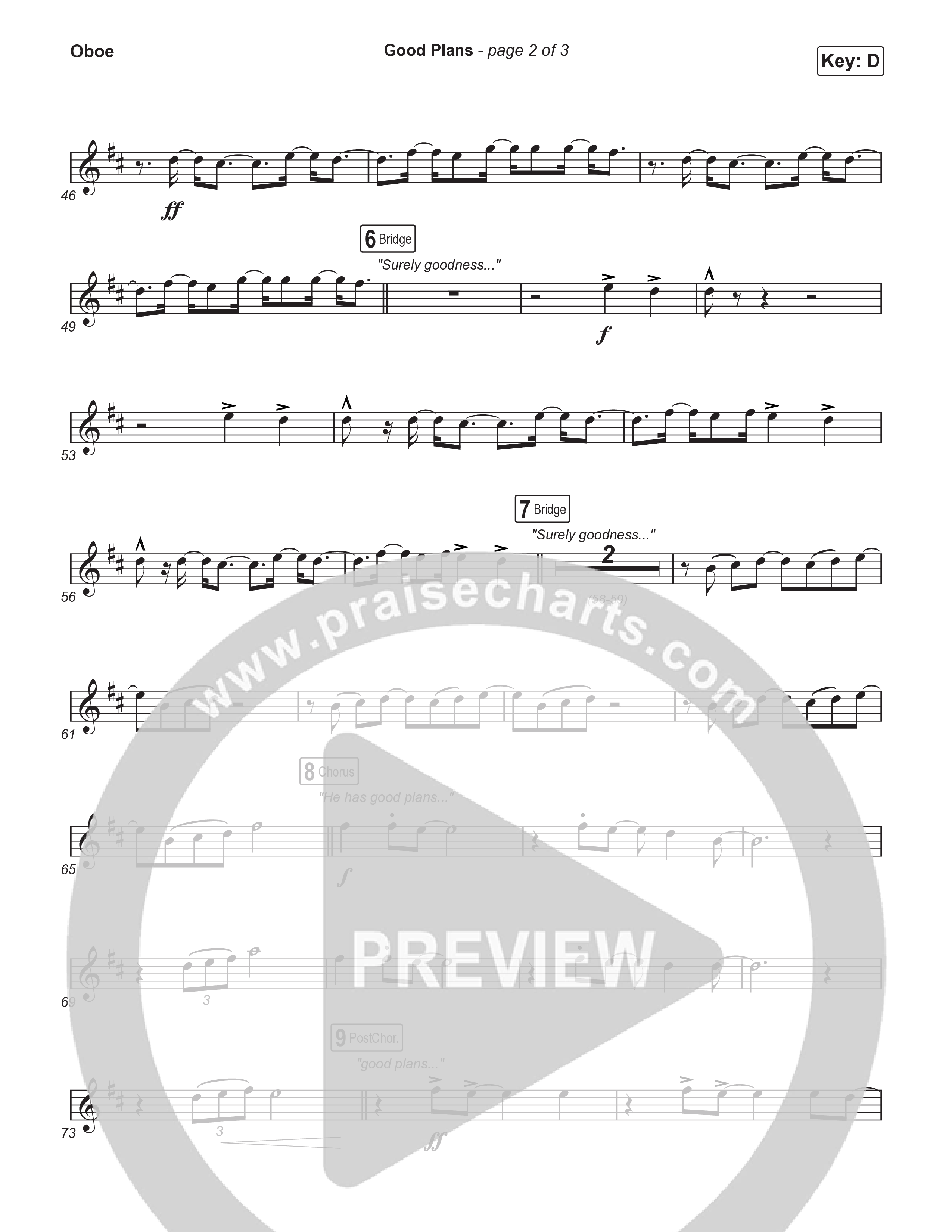 Good Plans (Choral Anthem SATB) Oboe (Red Rocks Worship / Arr. Luke Gambill)