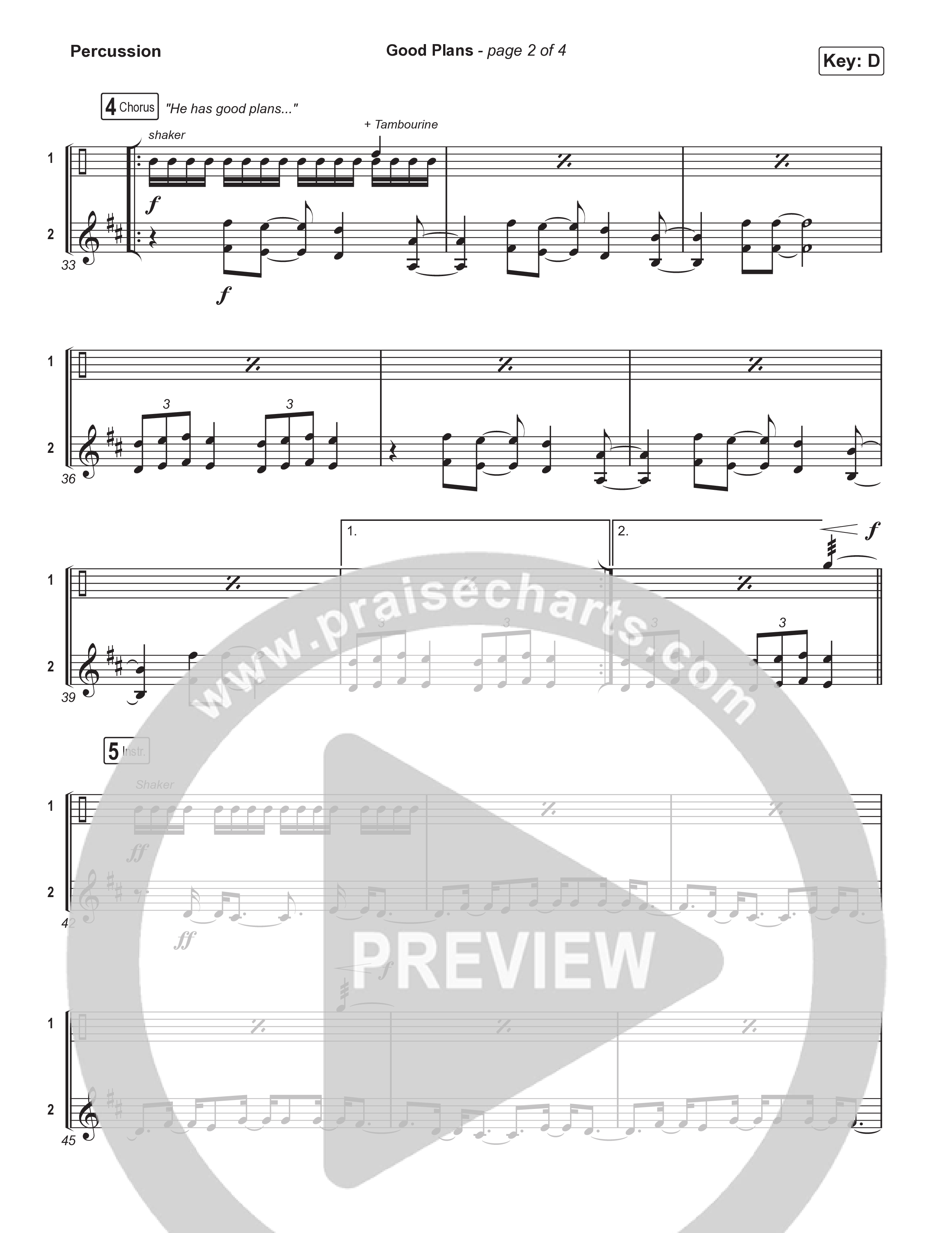 Good Plans (Choral Anthem SATB) Percussion (Red Rocks Worship / Arr. Luke Gambill)
