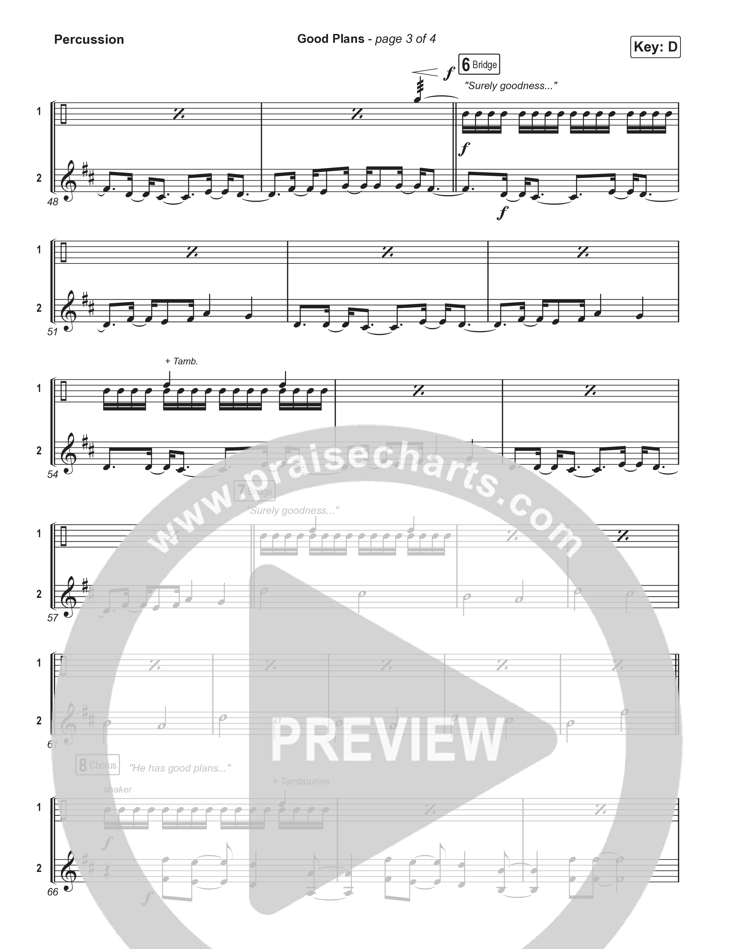 Good Plans (Choral Anthem SATB) Percussion (Red Rocks Worship / Arr. Luke Gambill)