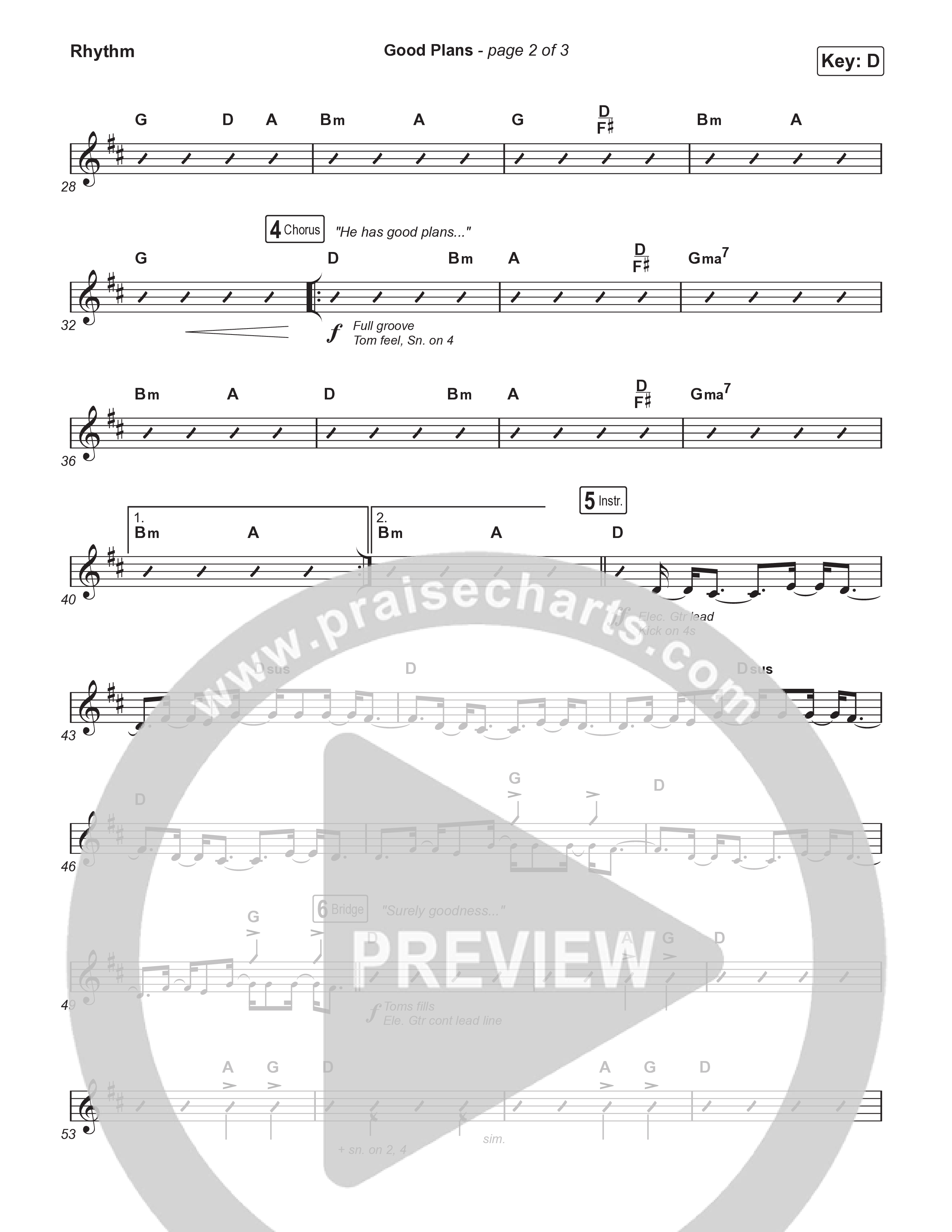 Good Plans (Choral Anthem SATB) Rhythm Chart (Red Rocks Worship / Arr. Luke Gambill)