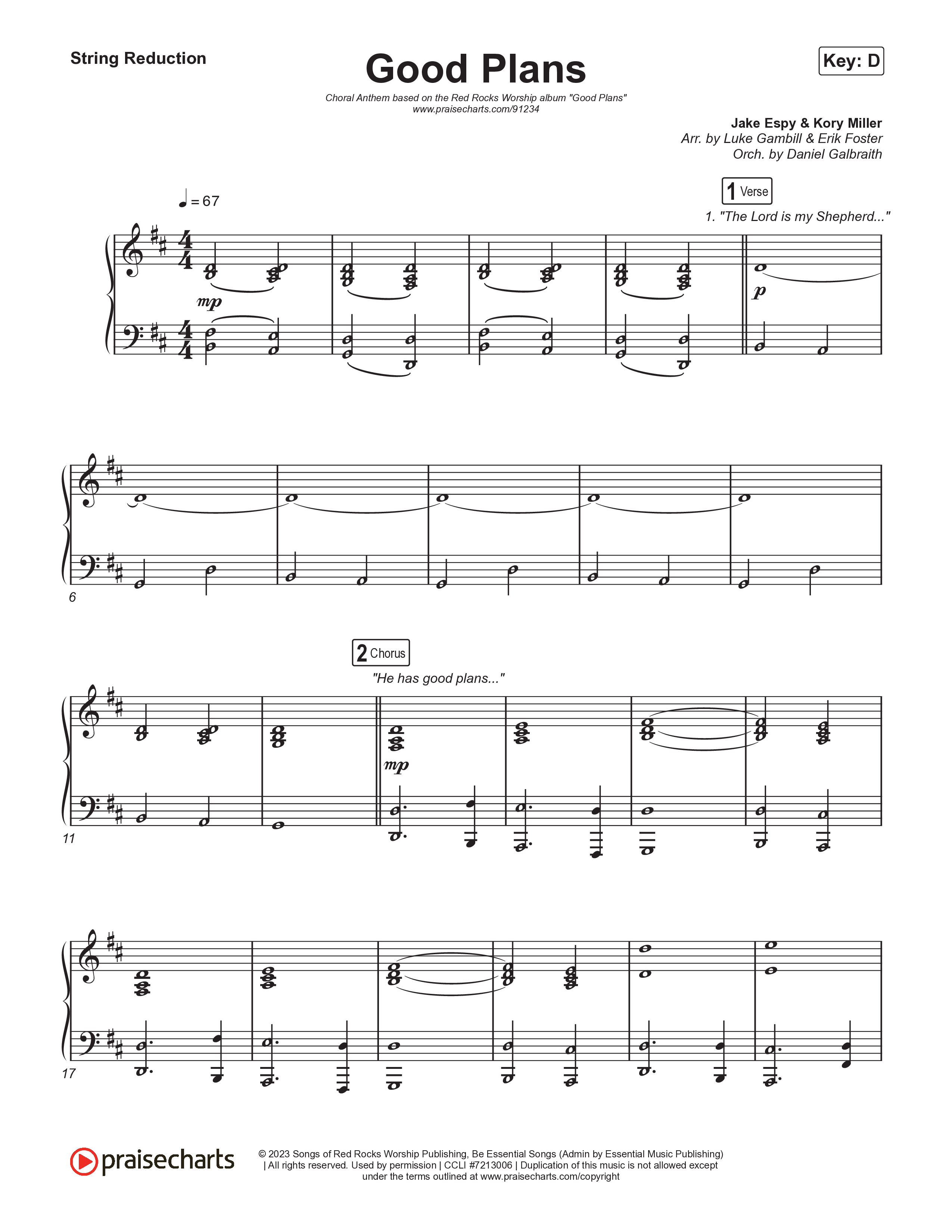 Good Plans (Choral Anthem SATB) String Reduction (Red Rocks Worship / Arr. Luke Gambill)