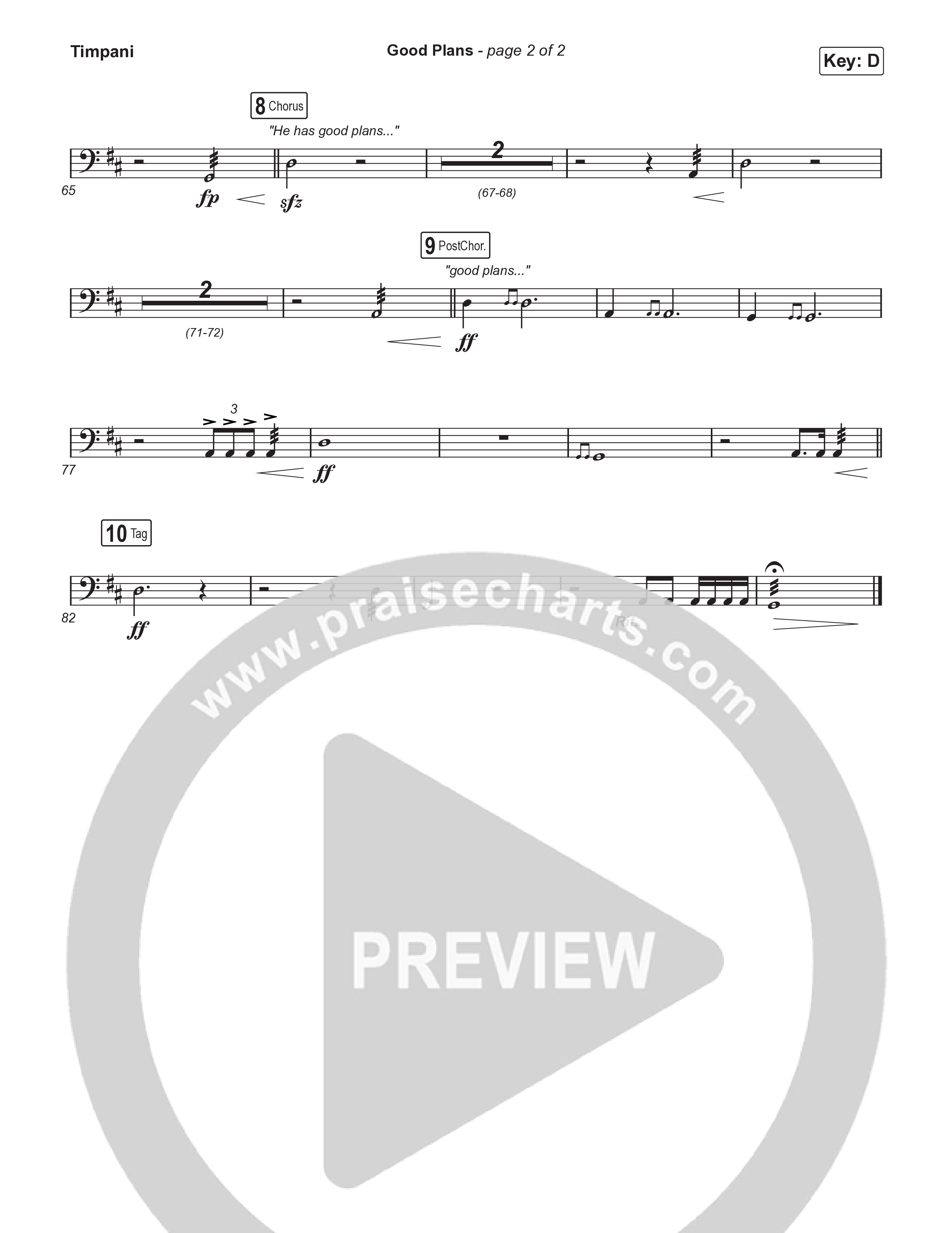 Good Plans (Choral Anthem SATB) Timpani (Red Rocks Worship / Arr. Luke Gambill)