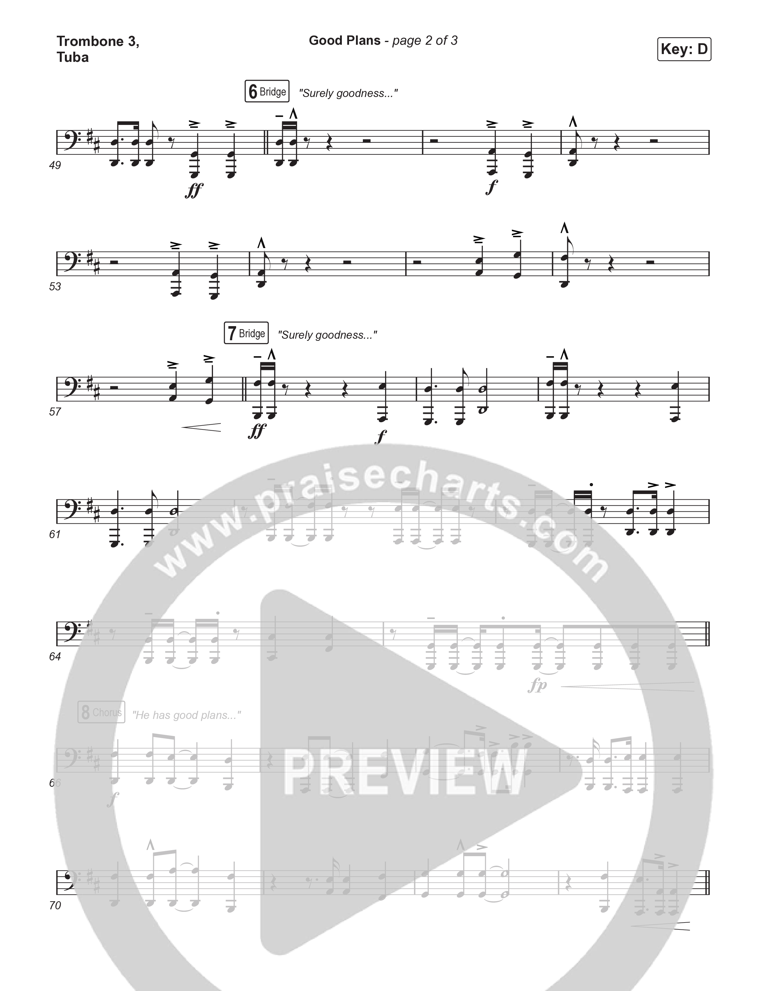 Good Plans (Choral Anthem SATB) Trombone 3/Tuba (Red Rocks Worship / Arr. Luke Gambill)