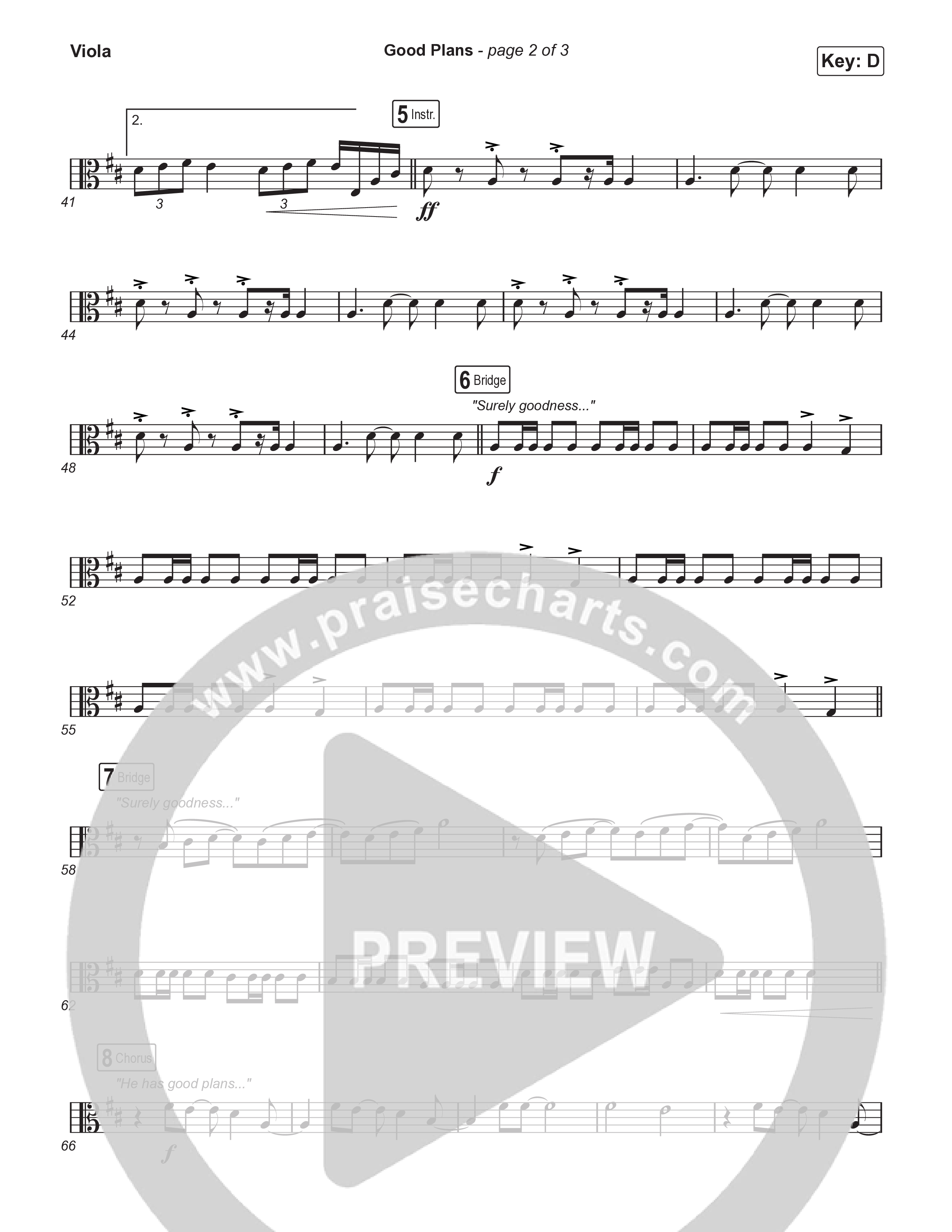 Good Plans (Choral Anthem SATB) Viola (Red Rocks Worship / Arr. Luke Gambill)