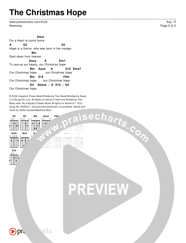 The Christmas Hope Chords PDF (Newsong) PraiseCharts