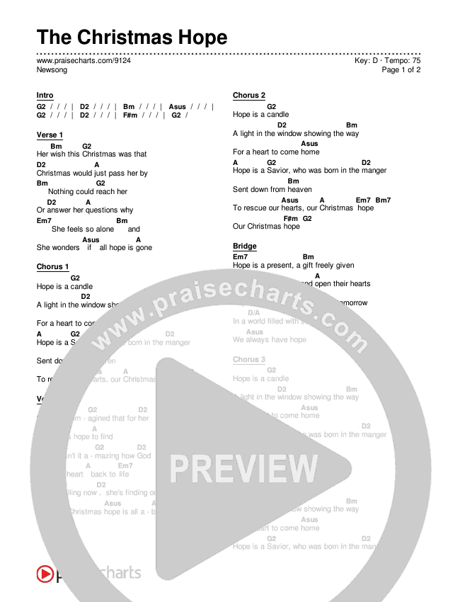 The Christmas Hope Chords & Lyrics (Newsong)