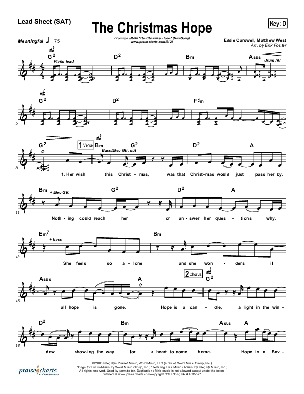 The Christmas Hope Lead Sheet (SAT) (Newsong)