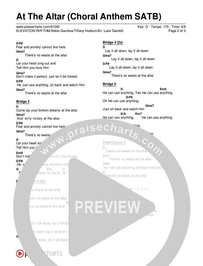 At The Altar (Choral Anthem SATB) Chords & Lyrics (ELEVATION RHYTHM / Abbie Gamboa / Tiffany Hudson / Arr. Luke Gambill)
