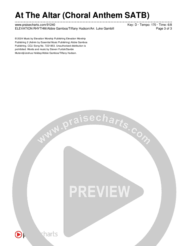 At The Altar (Choral Anthem SATB) Chords & Lyrics (ELEVATION RHYTHM / Abbie Gamboa / Tiffany Hudson / Arr. Luke Gambill)