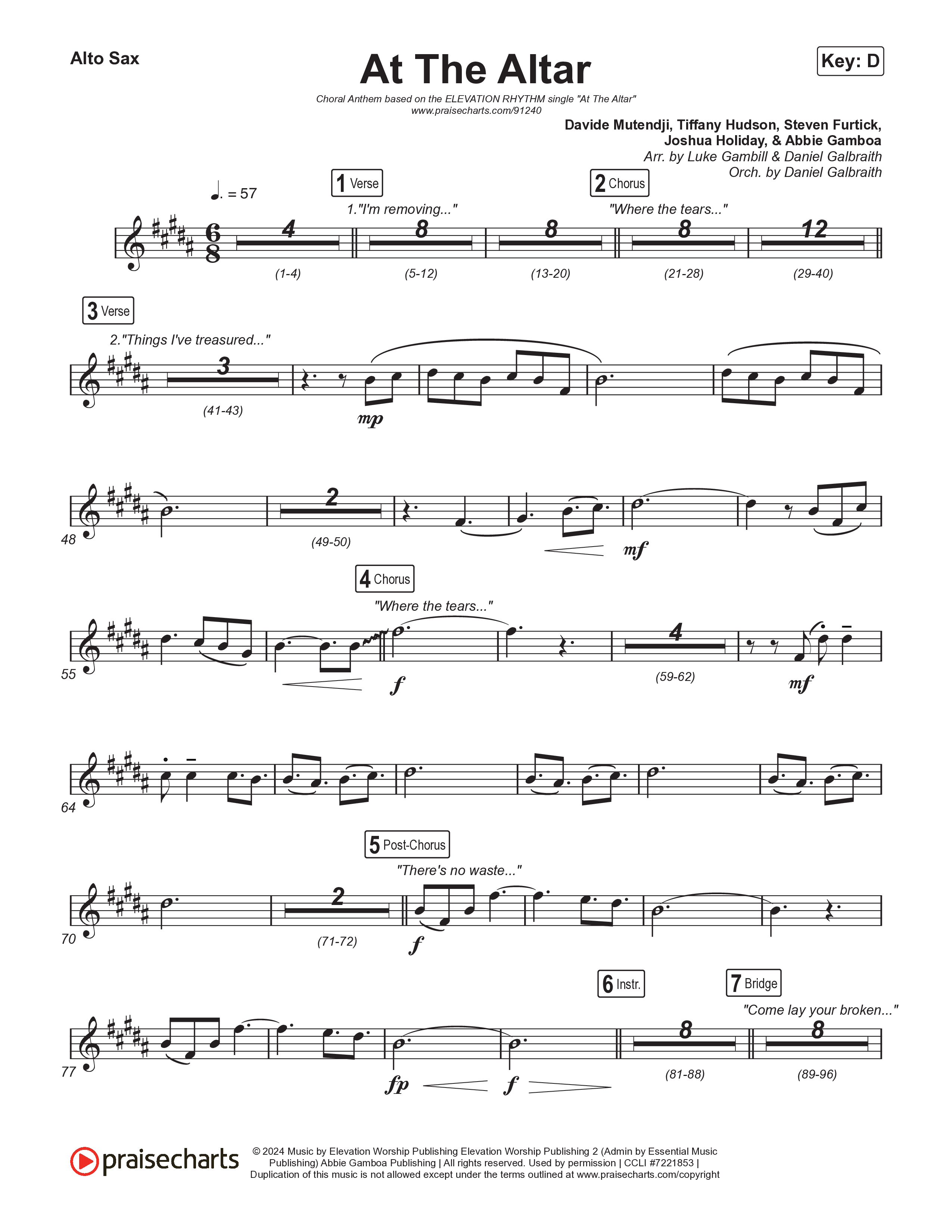 At The Altar (Choral Anthem SATB) Alto Sax (ELEVATION RHYTHM / Abbie Gamboa / Tiffany Hudson / Arr. Luke Gambill)