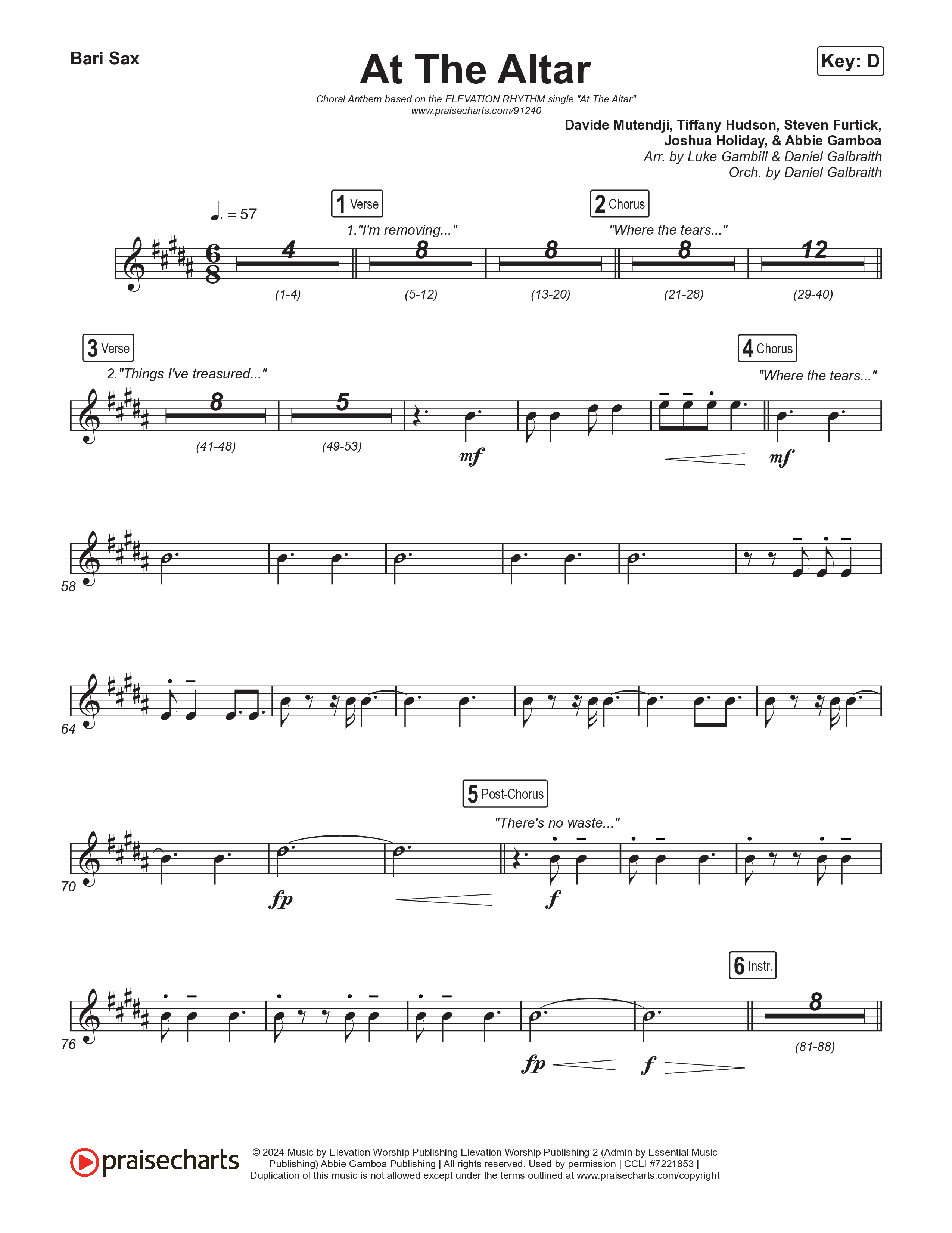 At The Altar (Choral Anthem SATB) Bari Sax (ELEVATION RHYTHM / Abbie Gamboa / Tiffany Hudson / Arr. Luke Gambill)