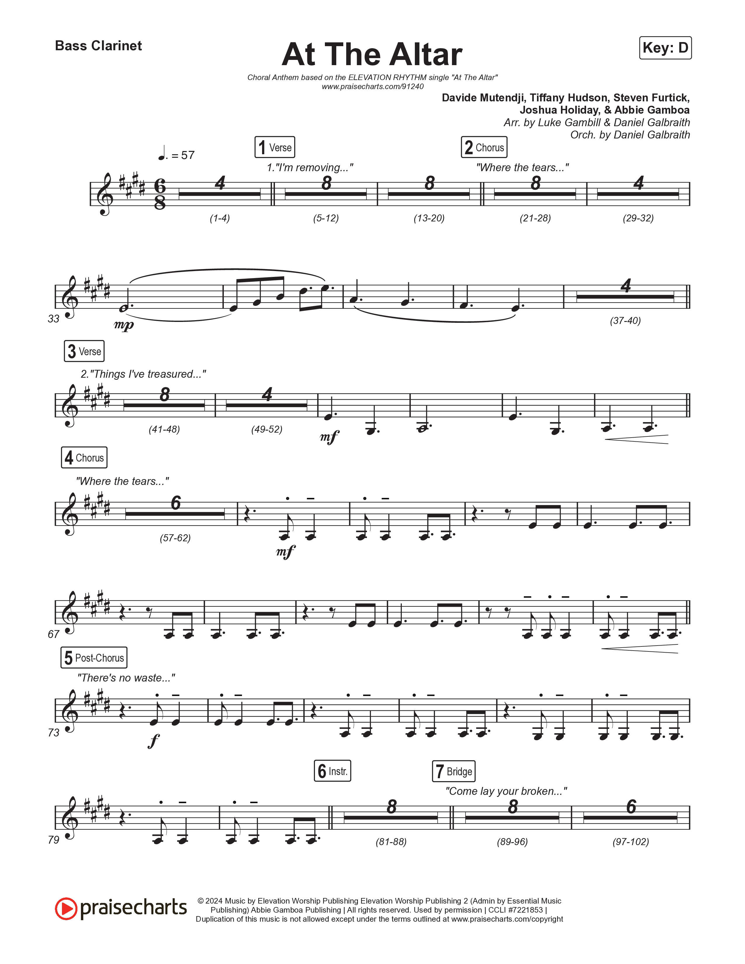 At The Altar (Choral Anthem SATB) Bass Clarinet (ELEVATION RHYTHM / Abbie Gamboa / Tiffany Hudson / Arr. Luke Gambill)