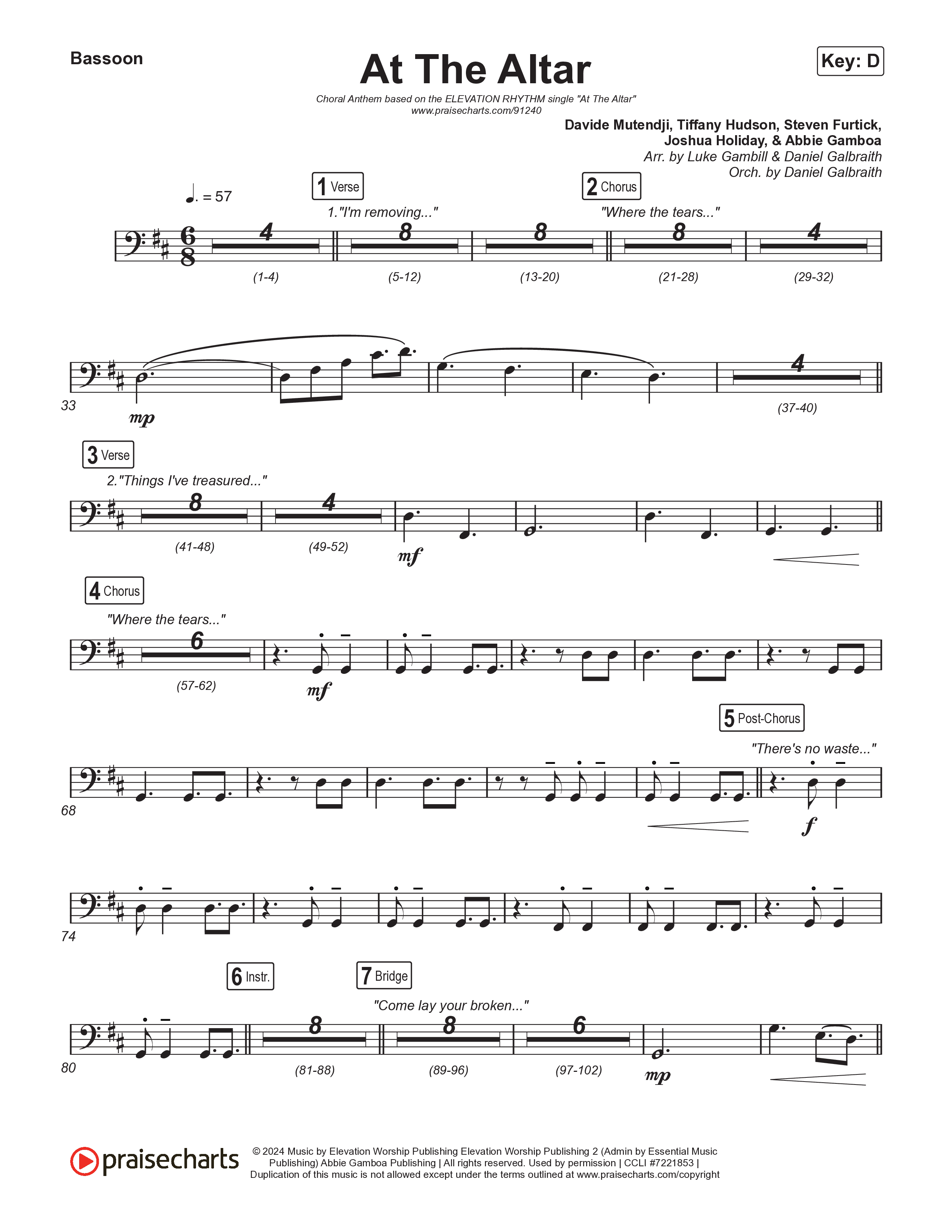At The Altar (Choral Anthem SATB) Bassoon (ELEVATION RHYTHM / Abbie Gamboa / Tiffany Hudson / Arr. Luke Gambill)