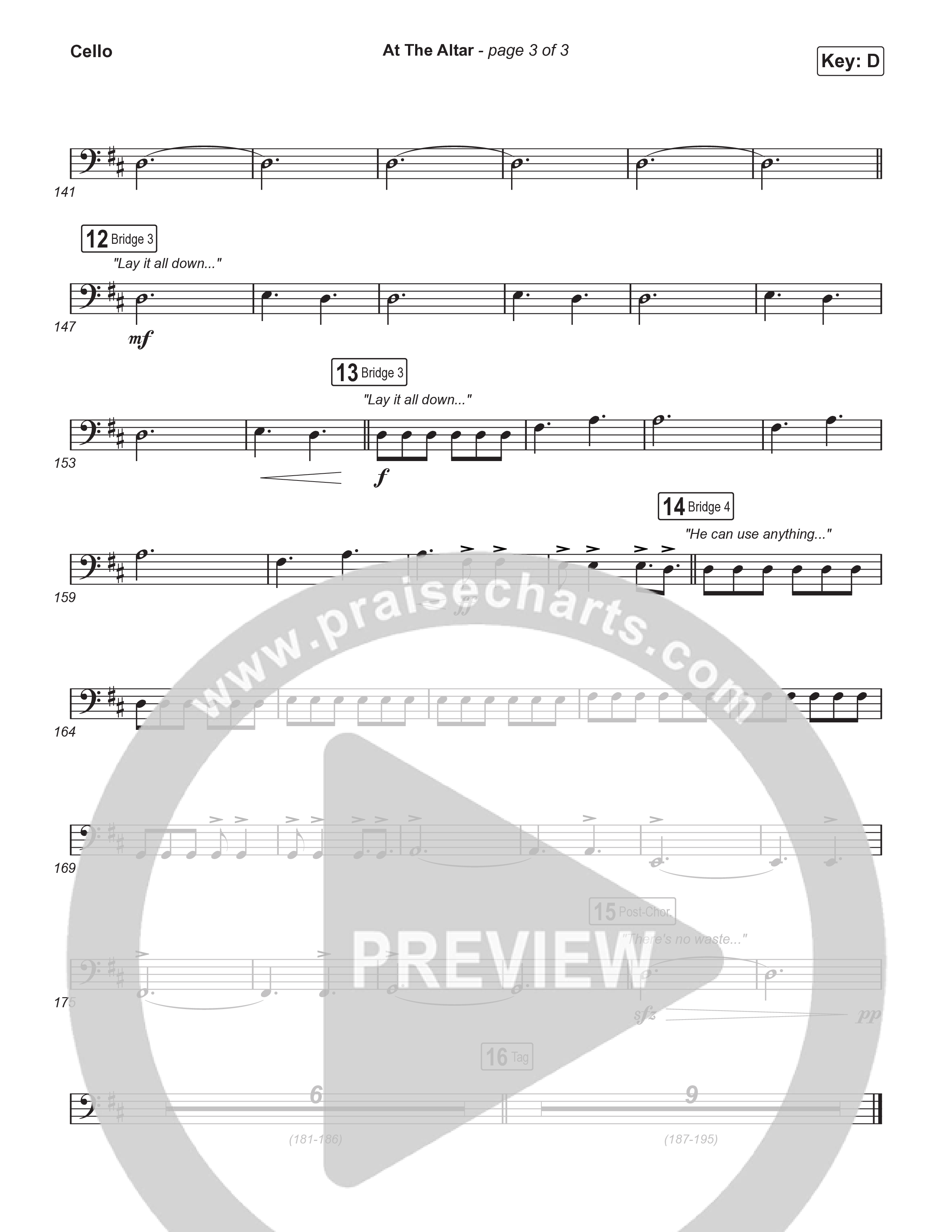 At The Altar (Choral Anthem SATB) Cello (ELEVATION RHYTHM / Abbie Gamboa / Tiffany Hudson / Arr. Luke Gambill)
