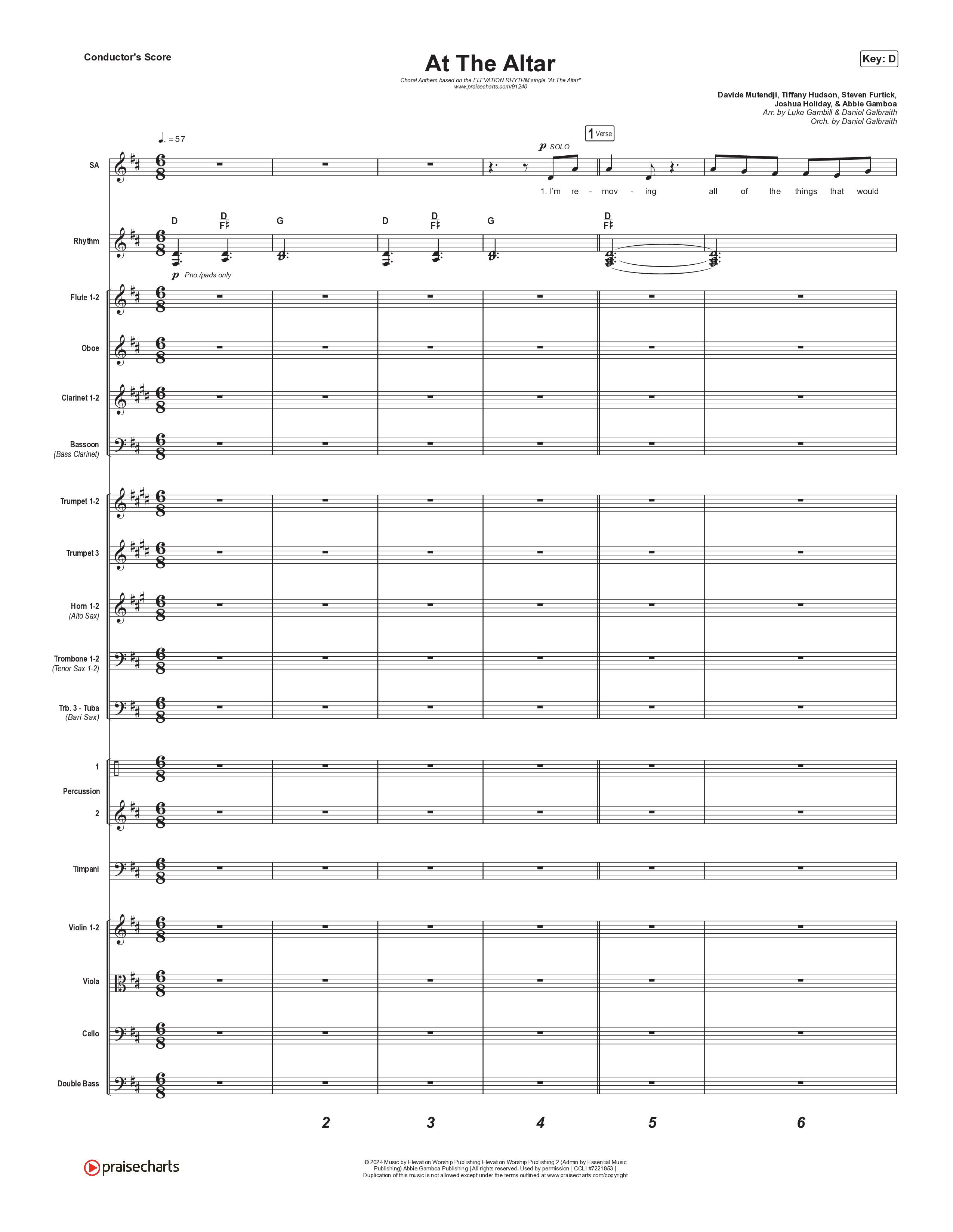 At The Altar (Choral Anthem SATB) Conductor's Score (ELEVATION RHYTHM / Abbie Gamboa / Tiffany Hudson / Arr. Luke Gambill)