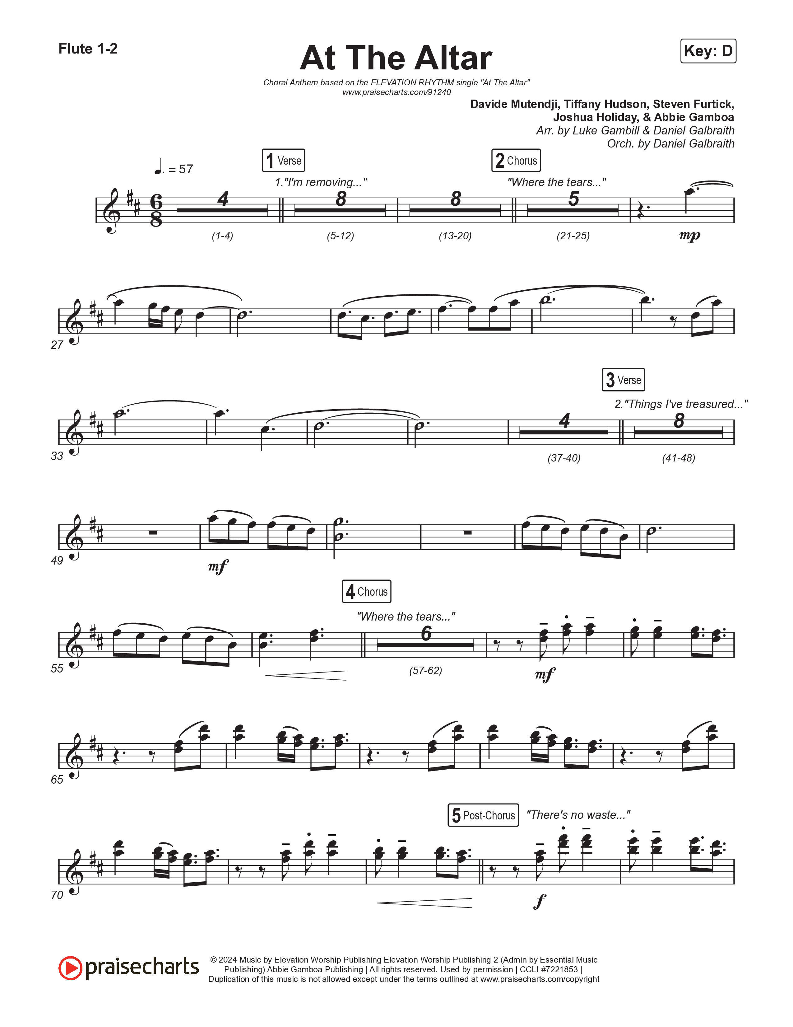 At The Altar (Choral Anthem SATB) Flute 1,2 (ELEVATION RHYTHM / Abbie Gamboa / Tiffany Hudson / Arr. Luke Gambill)