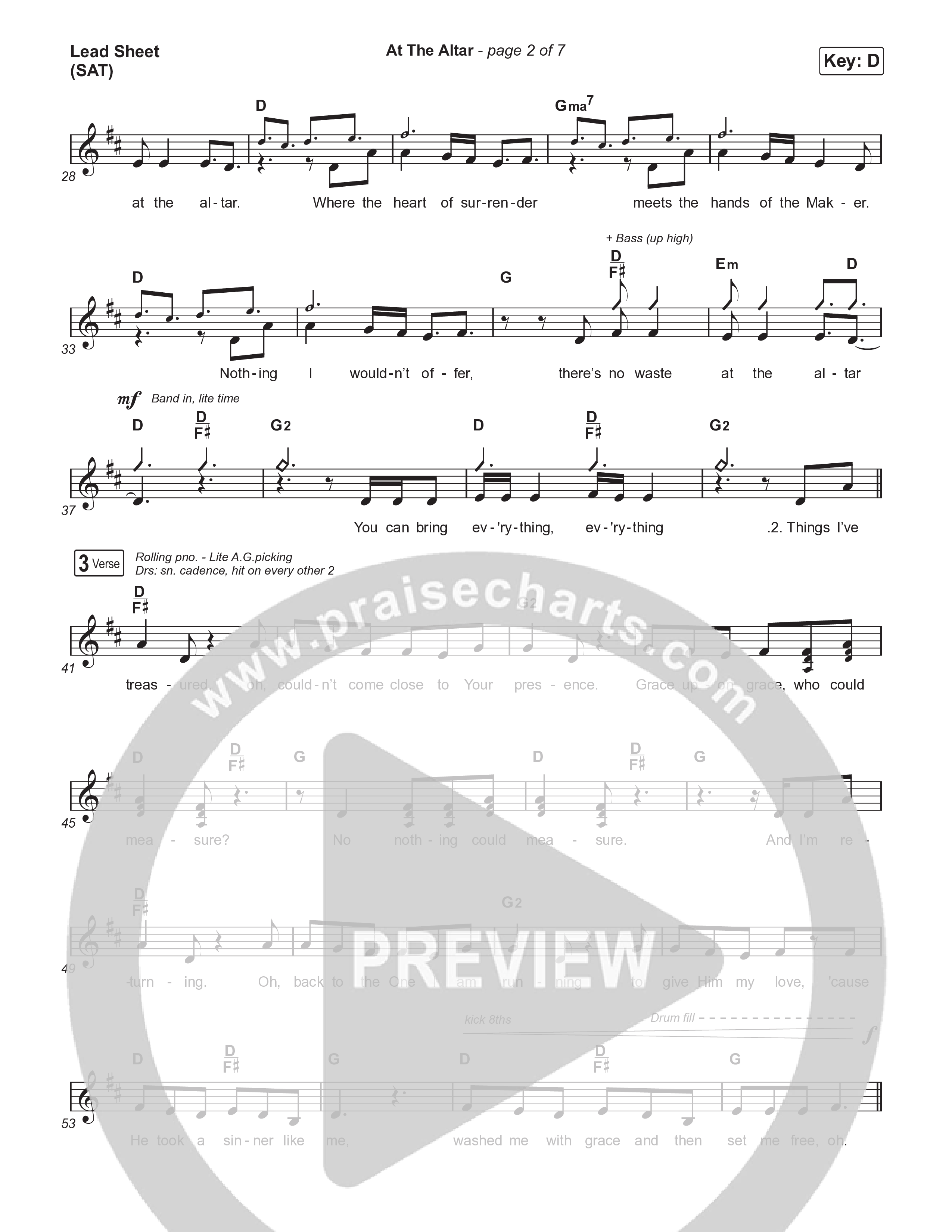 At The Altar (Choral Anthem SATB) Lead Sheet (SAT) (ELEVATION RHYTHM / Abbie Gamboa / Tiffany Hudson / Arr. Luke Gambill)