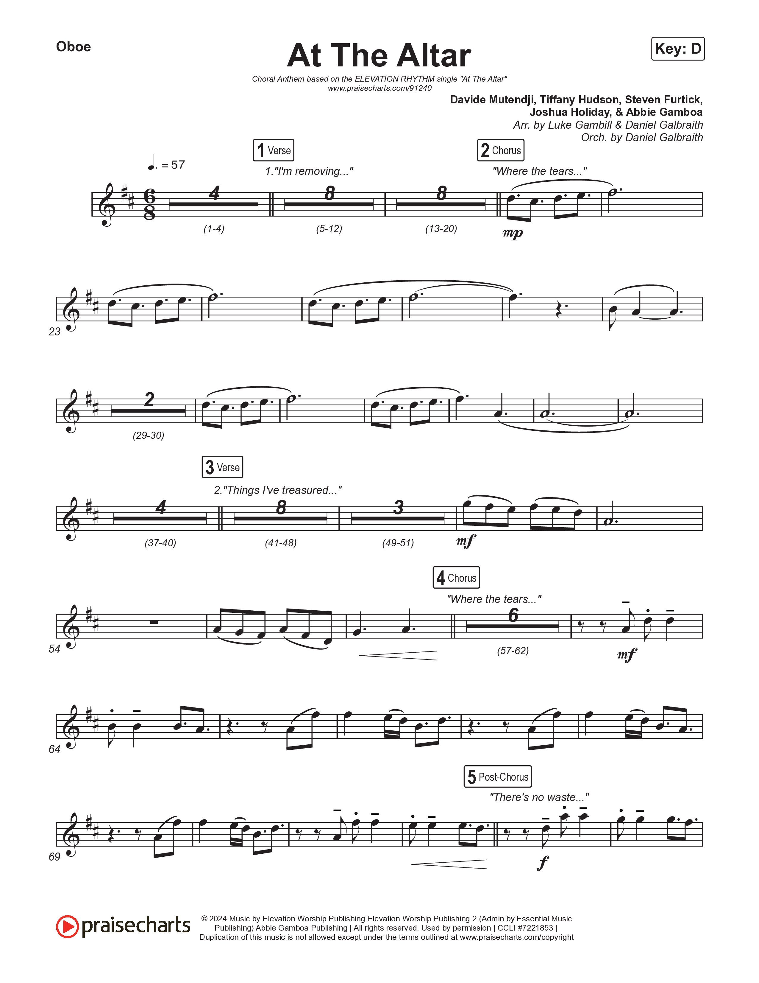 At The Altar (Choral Anthem SATB) Oboe (ELEVATION RHYTHM / Abbie Gamboa / Tiffany Hudson / Arr. Luke Gambill)