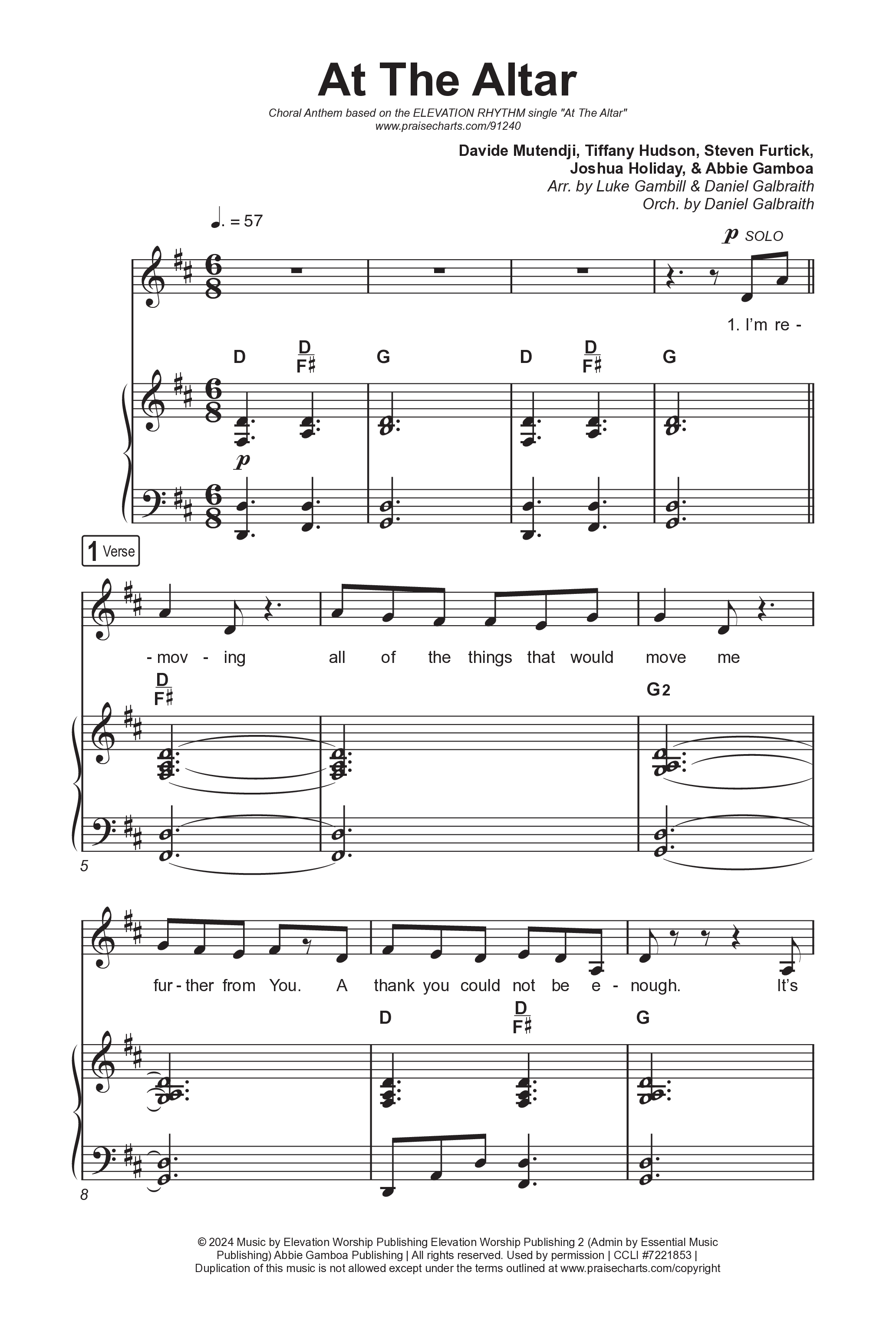 At The Altar (Choral Anthem SATB) Octavo (SATB & Pno) (ELEVATION RHYTHM / Abbie Gamboa / Tiffany Hudson / Arr. Luke Gambill)