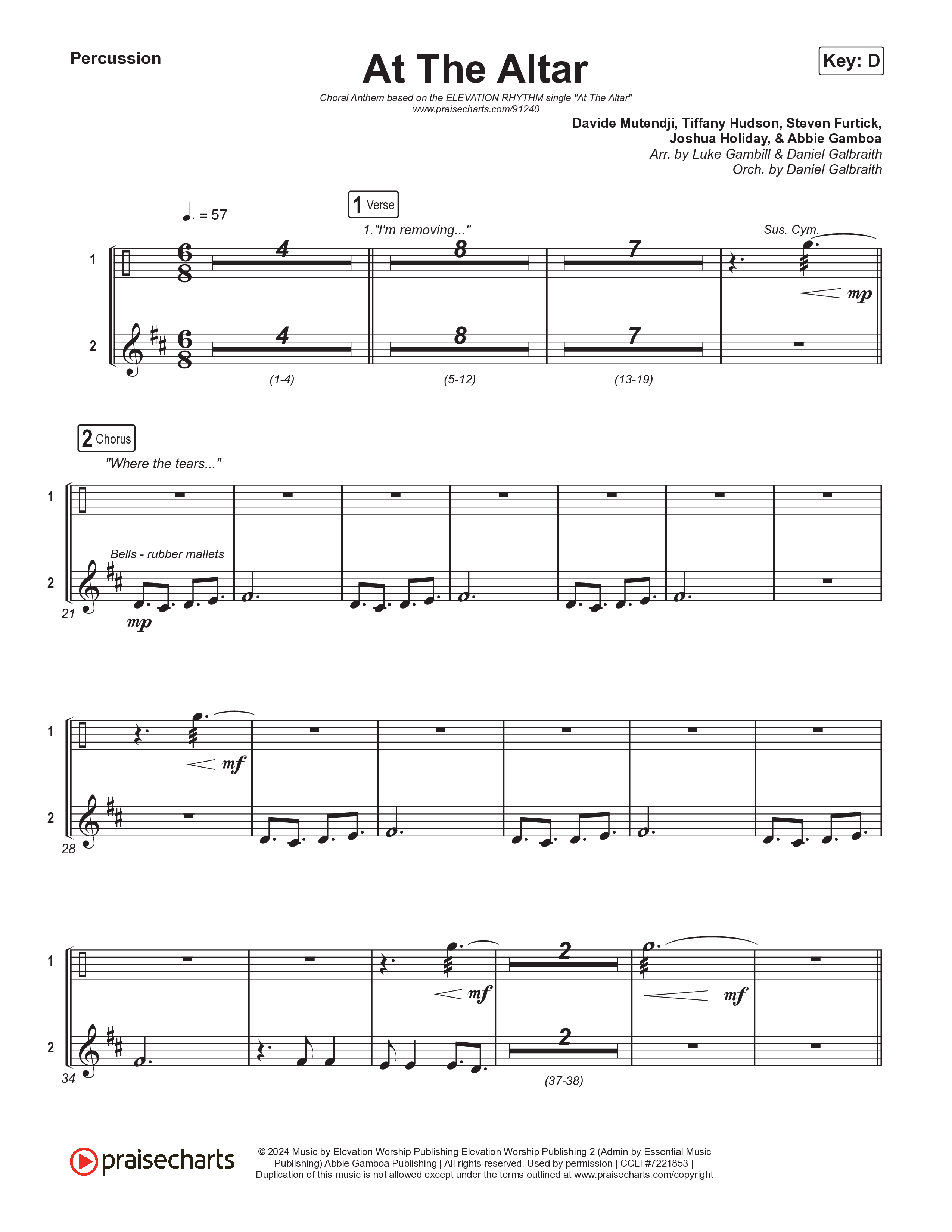 At The Altar (Choral Anthem SATB) Percussion (ELEVATION RHYTHM / Abbie Gamboa / Tiffany Hudson / Arr. Luke Gambill)