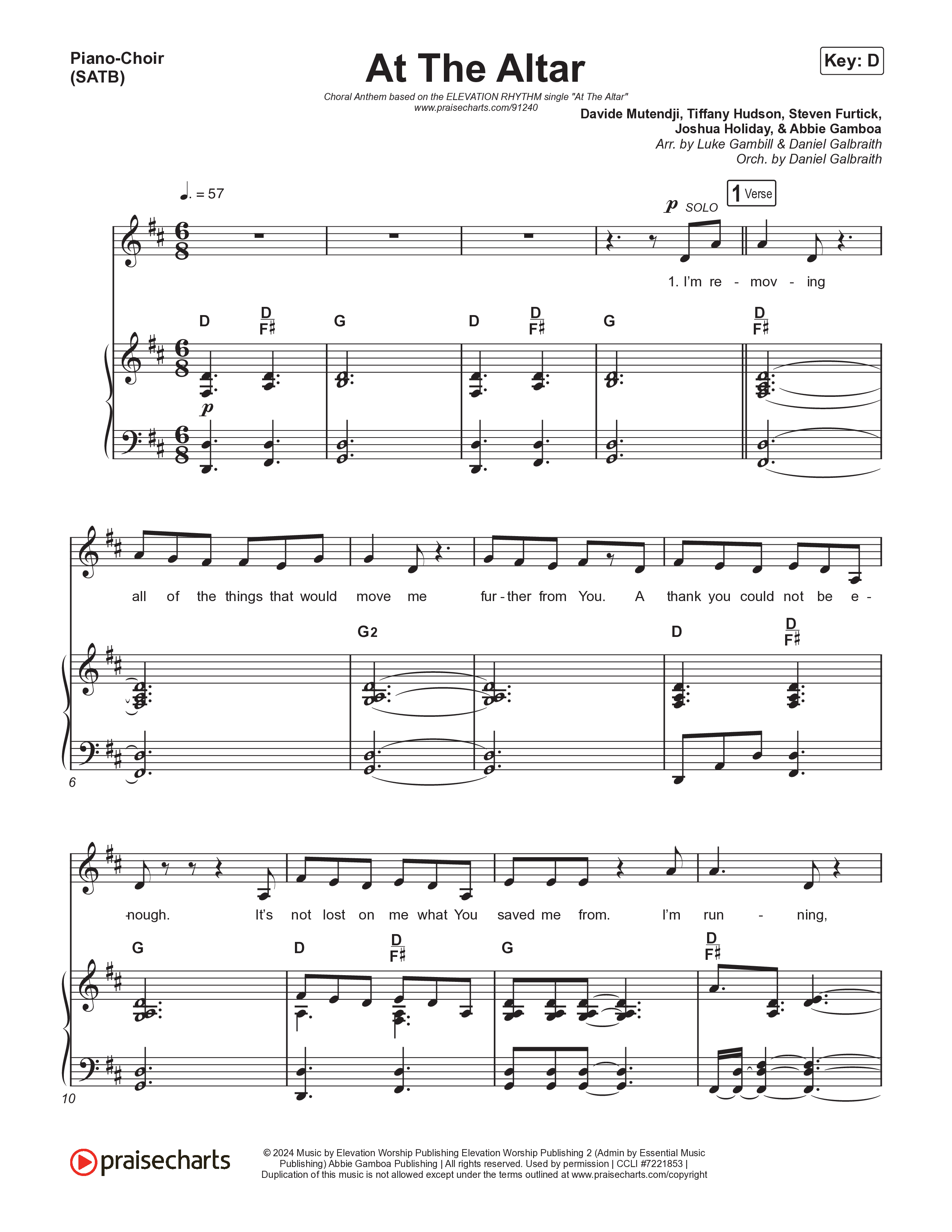 At The Altar (Choral Anthem SATB) Piano/Vocal (SATB) (ELEVATION RHYTHM / Abbie Gamboa / Tiffany Hudson / Arr. Luke Gambill)